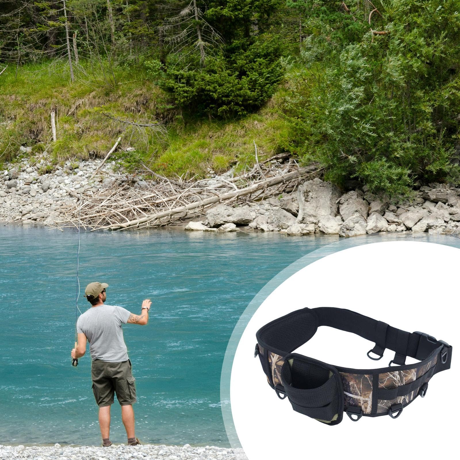 Fishing Waist Belt mit Komfortabler Polsterung Einstellbarem Angelgurt Robustem Polyestergewebe Und Praktischen Haken für Angler Frauen Männer Outdoor