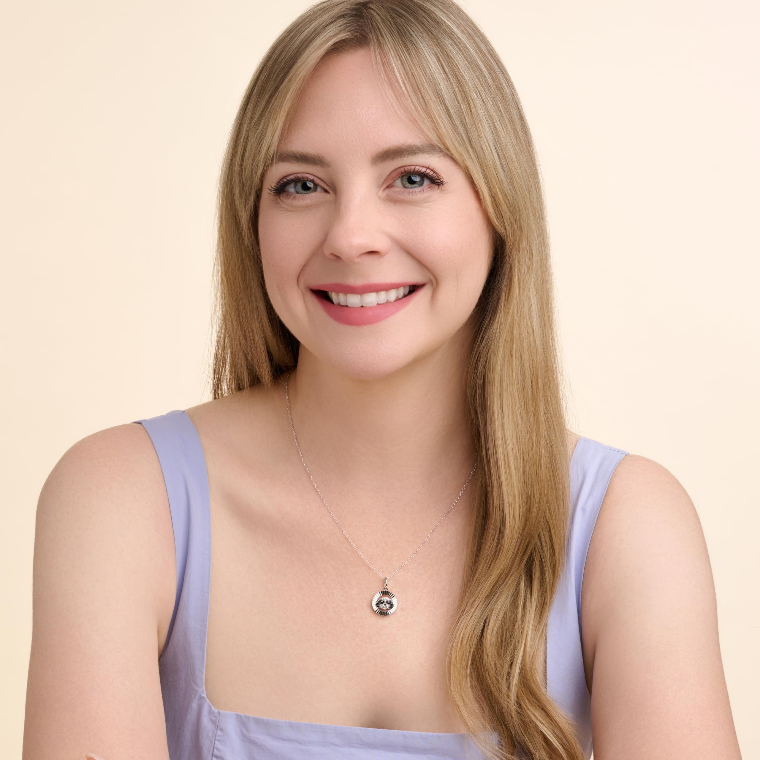 SCAMPER & CO Collana da donna con ciondolo a forma di aureola con zirconia cubica, in argento Sterling e placcato oro 18 carati, catena a corda regolabile, regalo per gli amanti degli animali