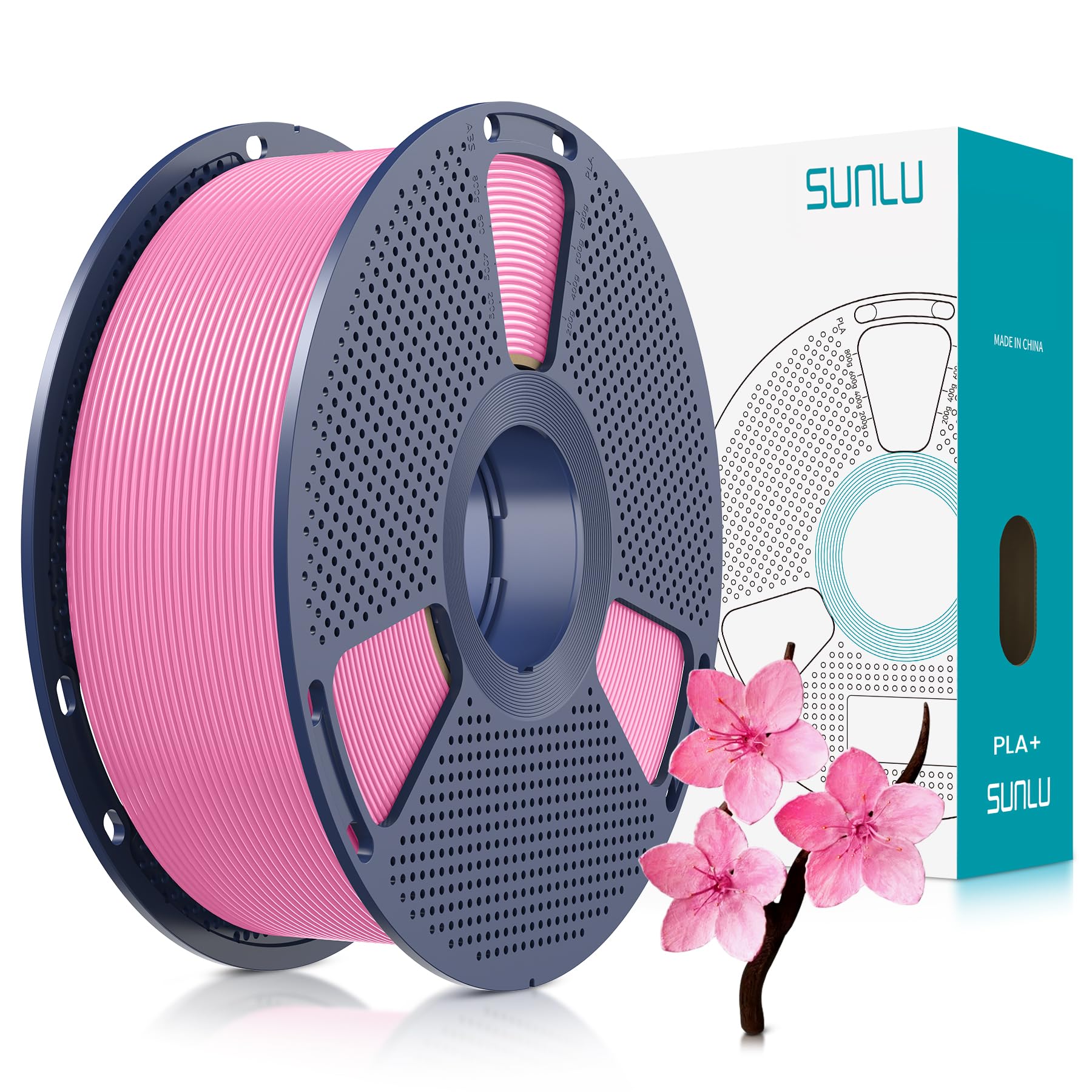 SUNLU PLA Plus Filament 1.75mm Pink 1KG | Neatly Wound, Upgrade PLA Filament, Dimensional Accuracy +/- 0.02 mm, Fit Most FDM 3D Printers