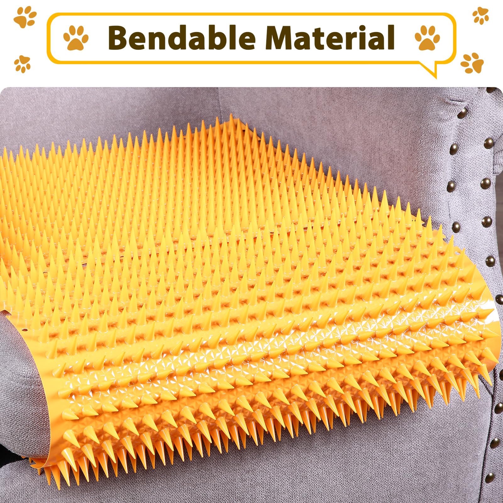 Lot de 16 tapis répulsifs pour chats et chiens en plastique pliable à pointes avec pointes pour intérieur et extérieur, 5,5 m², 40,6 x 33 cm (orange)