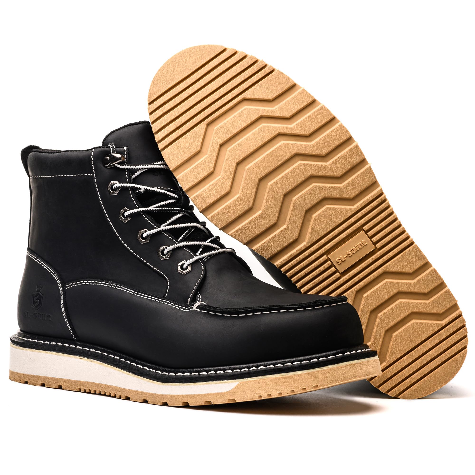 SL-Saint Stivali a mano con punta morbida e impermeabile Goodyear-welted 6'' Nero/Marrone