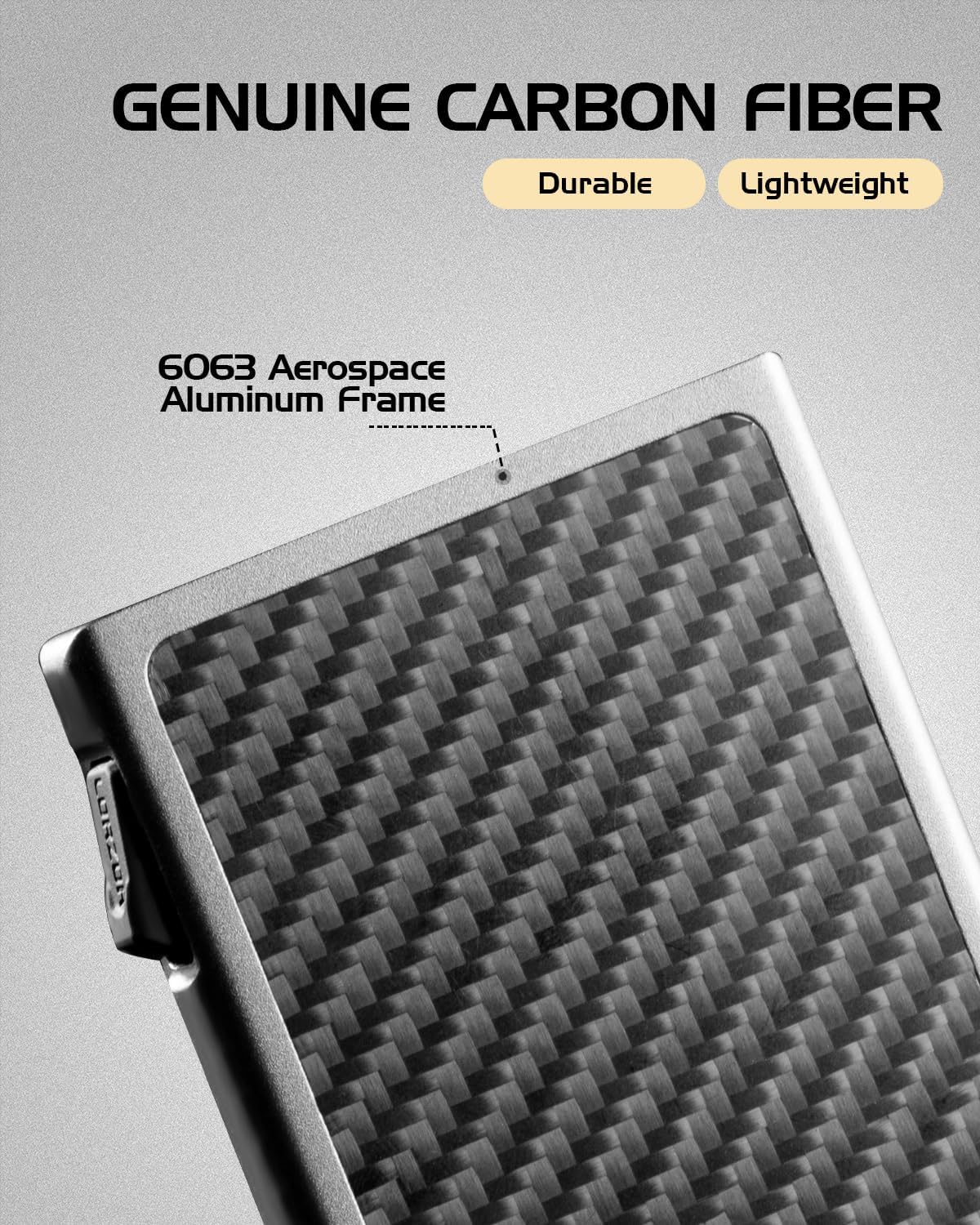 LORZOR Carbon Fiber Wallet for Men, 0.3IN Ultra-slim Minimalist Card Holder with Money Clip, Trigger Button for Quick Card Access, Ultra-light Aerospace Aluminum, RFID-Blocking, Gift Box