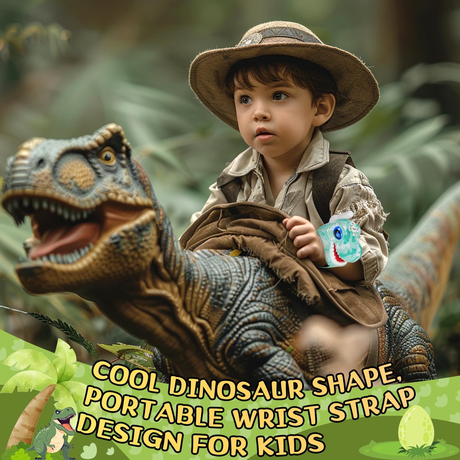 Walkie Talkies para niños, paquete de 2, juguetes para niños y niñas de 3 a 8 años de edad para aventuras al aire libre, campamento, Halloween, Navidad, regalos de cumpleaños (azul, dinosaurio 2