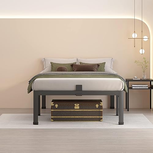 Miniatura 13 de MAF Marco de cama tamaño King de 18 pulgadas con patas de esquina redondas, tapón deslizante de colchón, no necesita somier, marcos de cama de