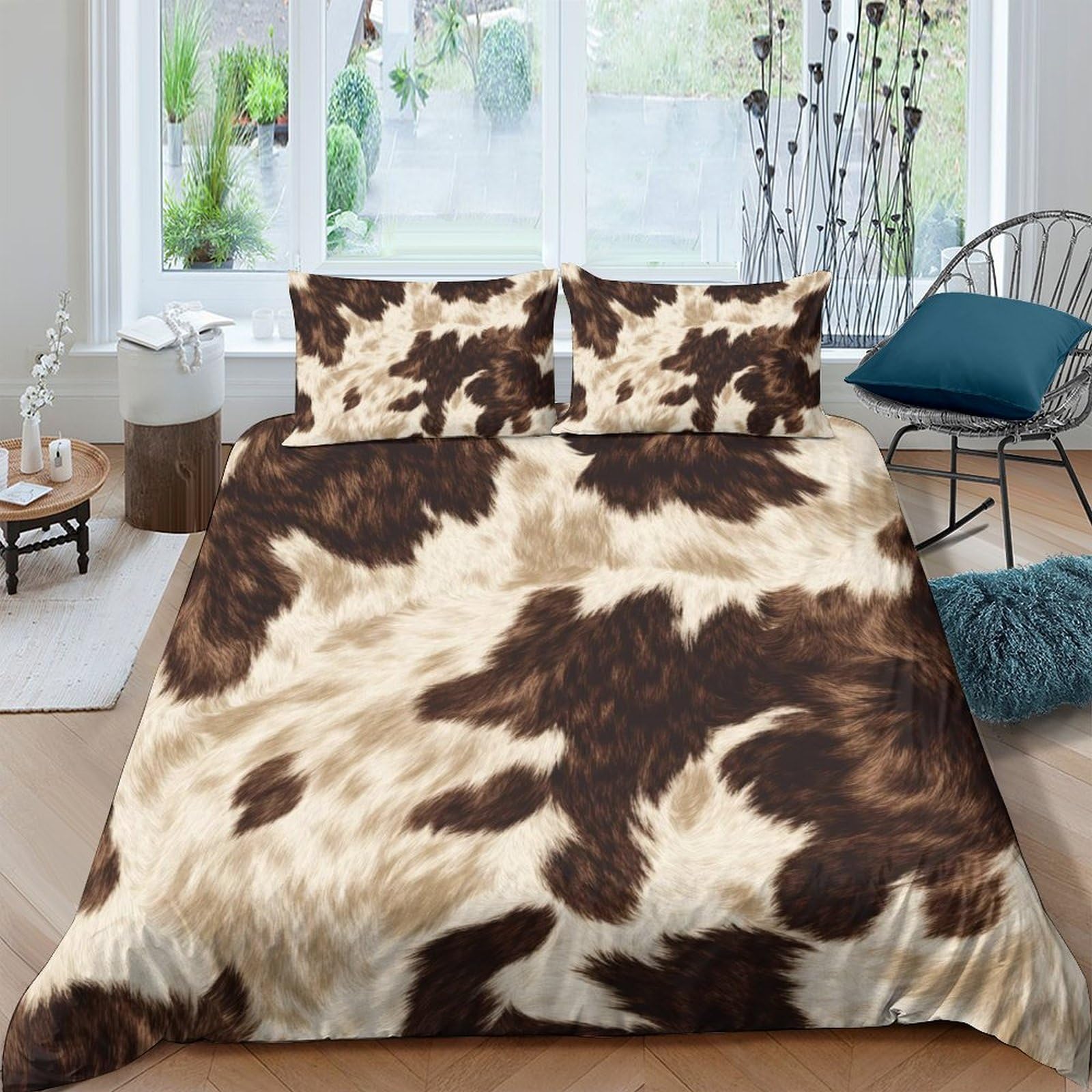 Ctjqhvkz Style-10 3D Printed Cowhide Pattern Fitted Sheet Microfiber Soft Anti-Slip Mattress Cover Bedroom Decor Dustproof Easy Care Single（135X200cm）