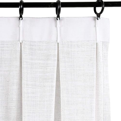 Miniatura 3 de ChadMade Cortina plisada de lino de poliéster para oscurecer la habitación, para puerta corrediza de vidrio, para sala de estar, 84 pulgadas de