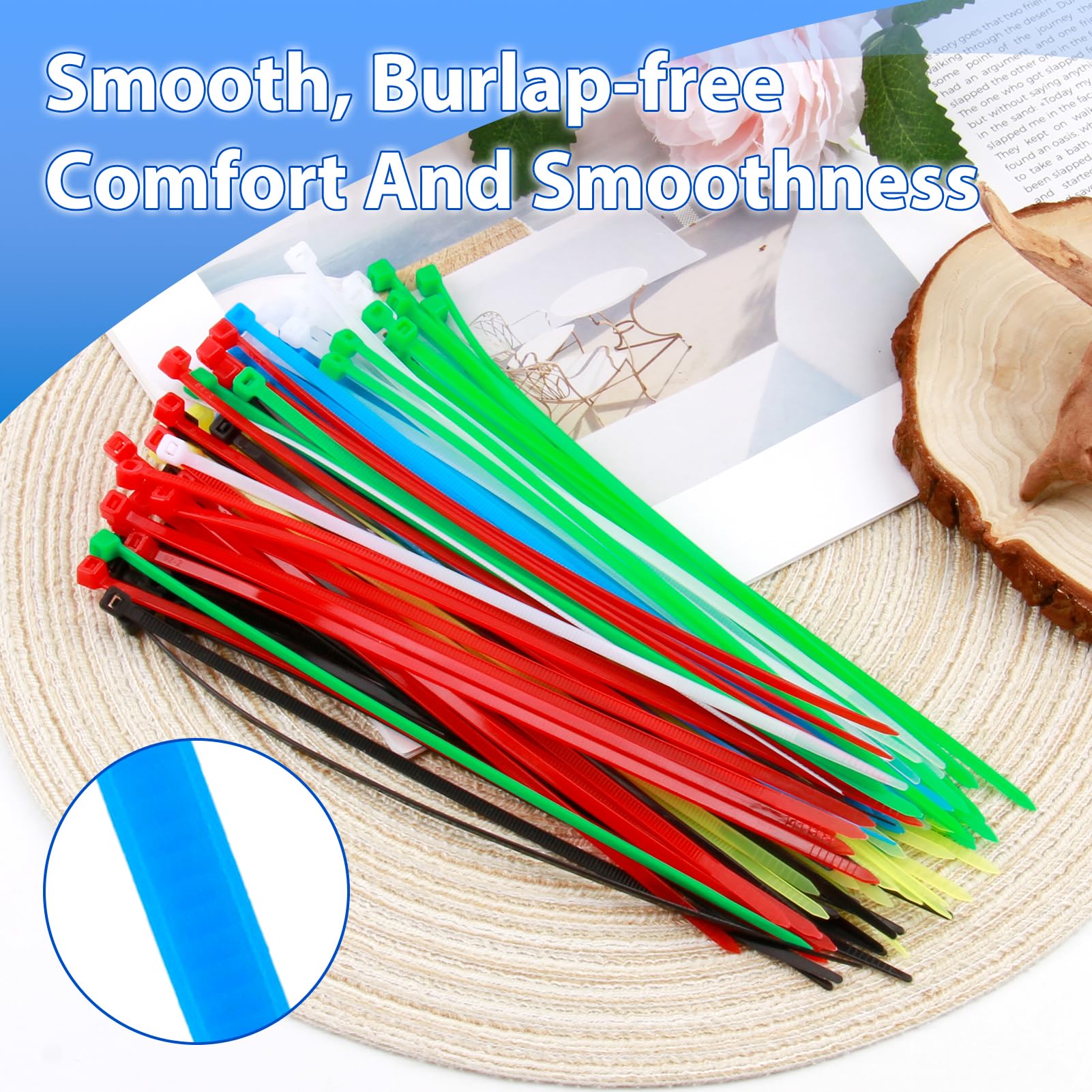 Yatrosynth 100 Pezzi Fascette Riutilizzabili, Strong Plastic Wire Ties, 200 x 4.8 mm, Indoor and Outdoor UV Resistant, per Recinzione Ordinare Cavi - Colori Misti