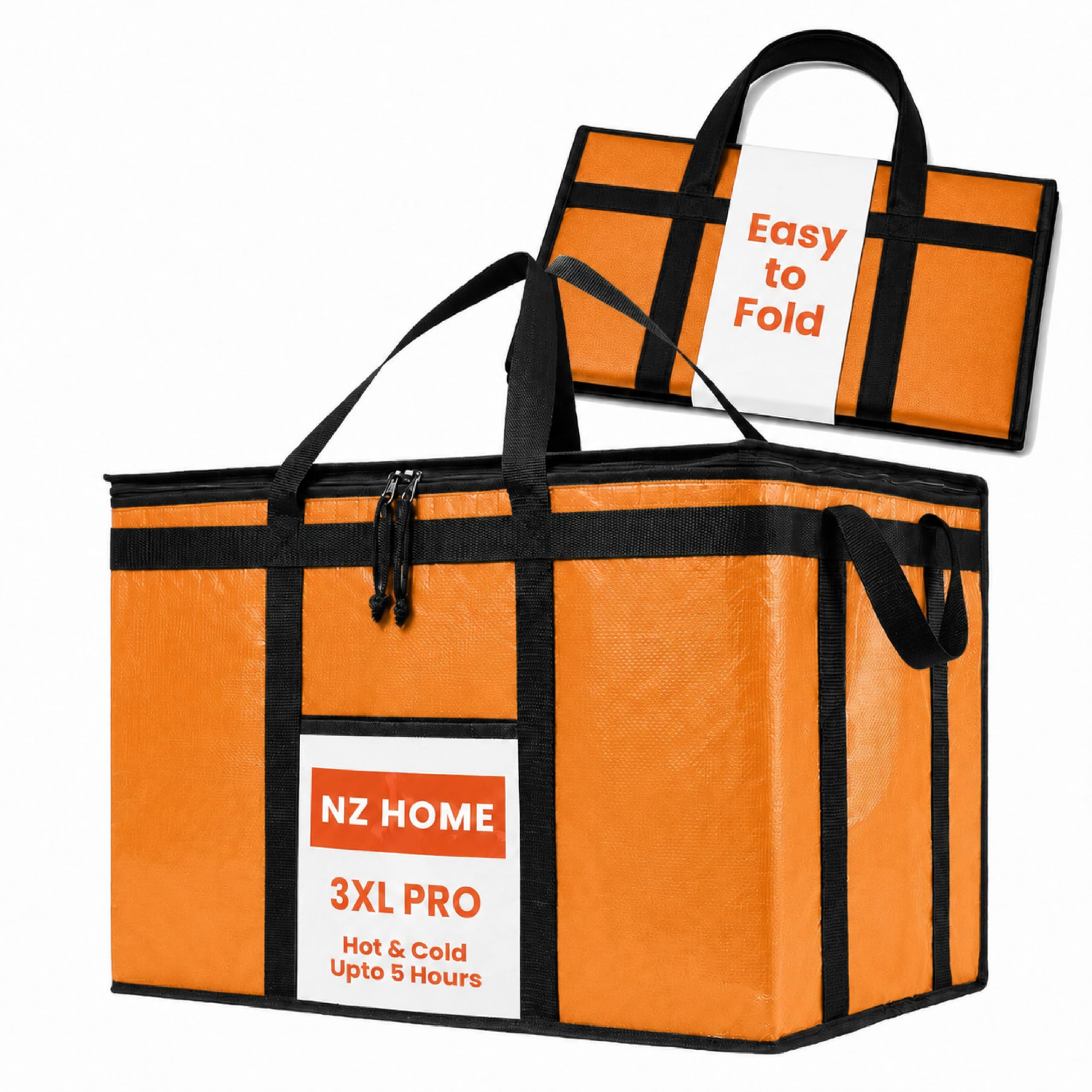 NZ home PRO Large Insulated Food Delivery Bag (3XL, Orange, 1 Pack)