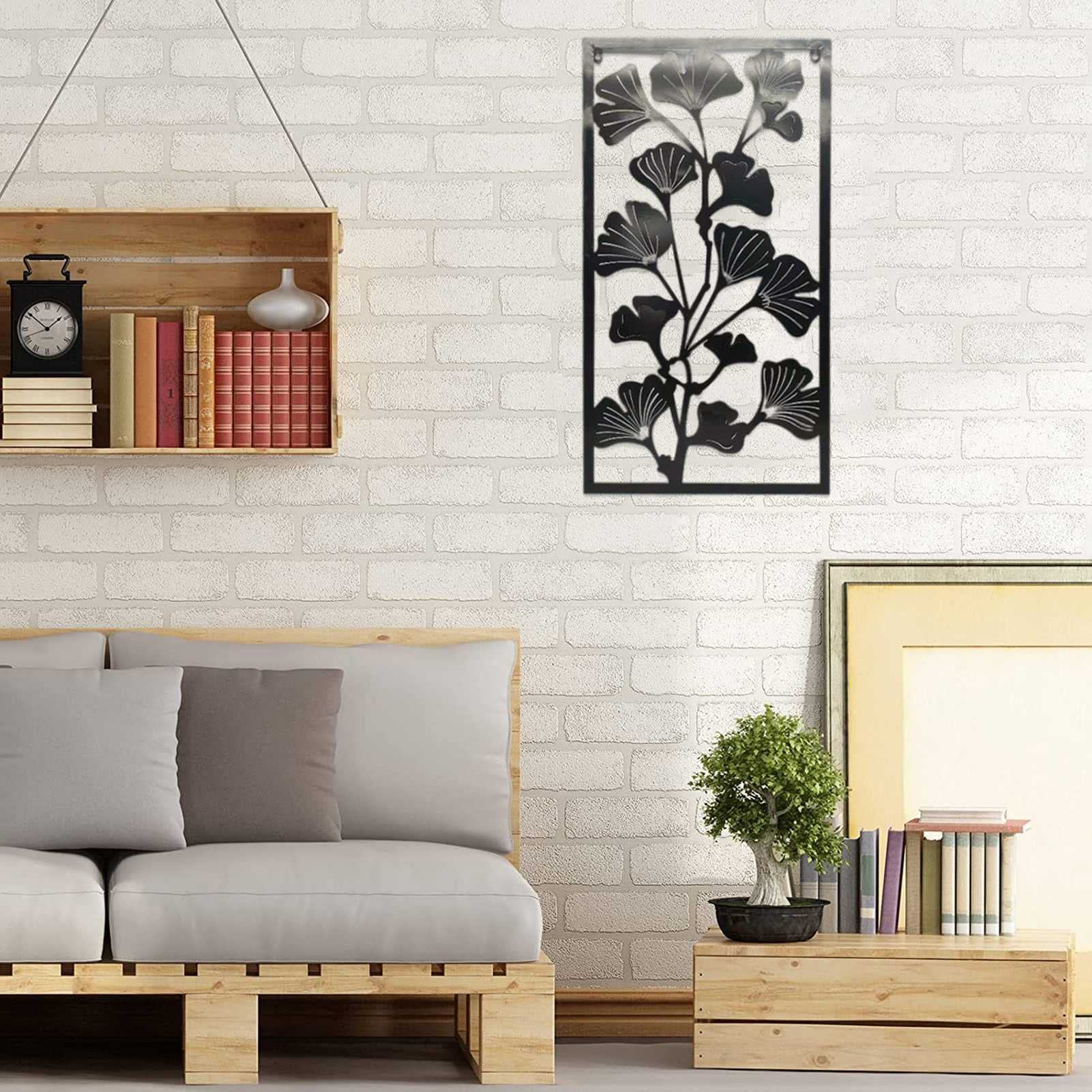 Kwiat Metalowy Wall Art Decor Iron Wall Wiszące Minimalistyczny Wystrój Domu Eleganckie Dekoracje Rzeźba Ścienne Dekoracje Dla Domu Salon Office Kryty Outdoor 30.1x 15.74 W