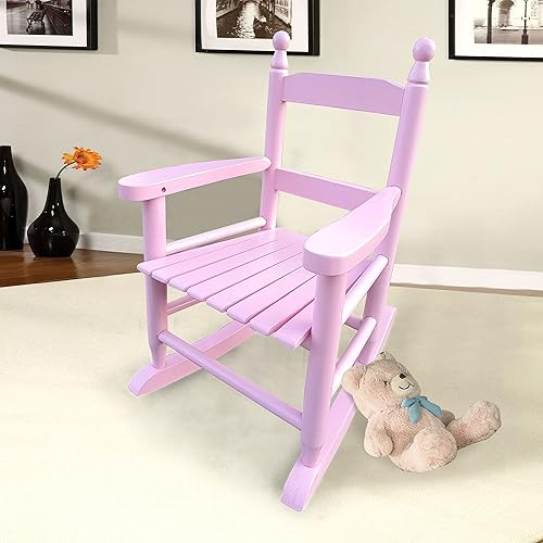Miniatura 7 de HomVent Mecedora para niños, mecedora de madera para interiores y exteriores, mecedora de porche para niños, jardín, césped, balcón, patio trasero