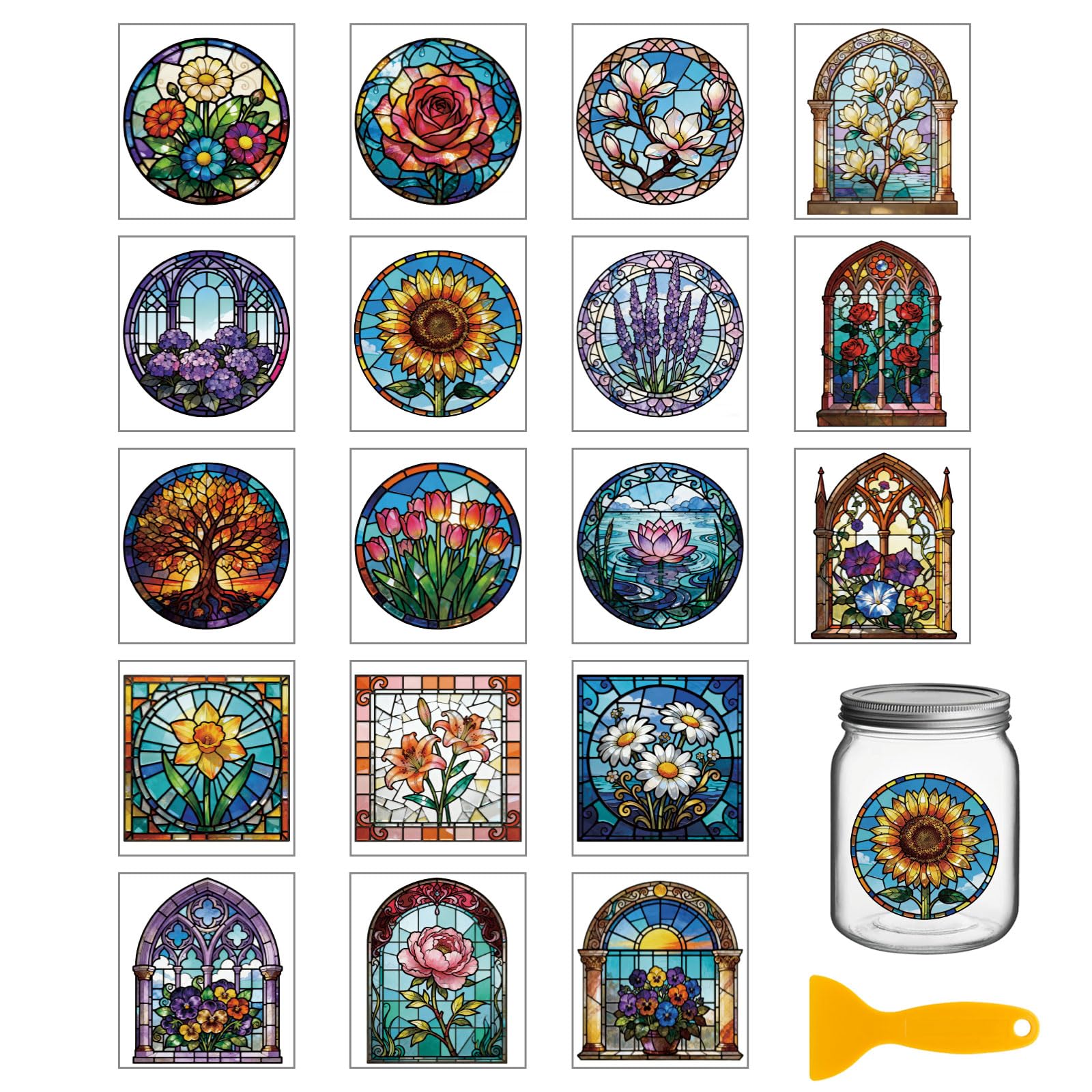 GLOBLELAND 18 Sheets Glass Windows Transfer Stickers 3.9x3.6 Inch — image 1