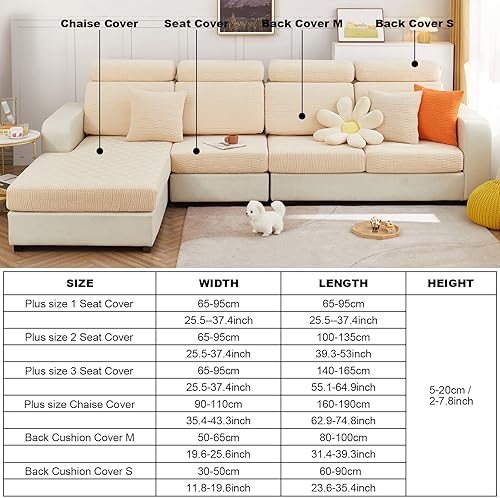Miniatura 4 de EURHOWING Fundas de cojín elásticas universales para sofá modular en forma de L, funda de sofá seccional, funda suave de repuesto para sofá en forma