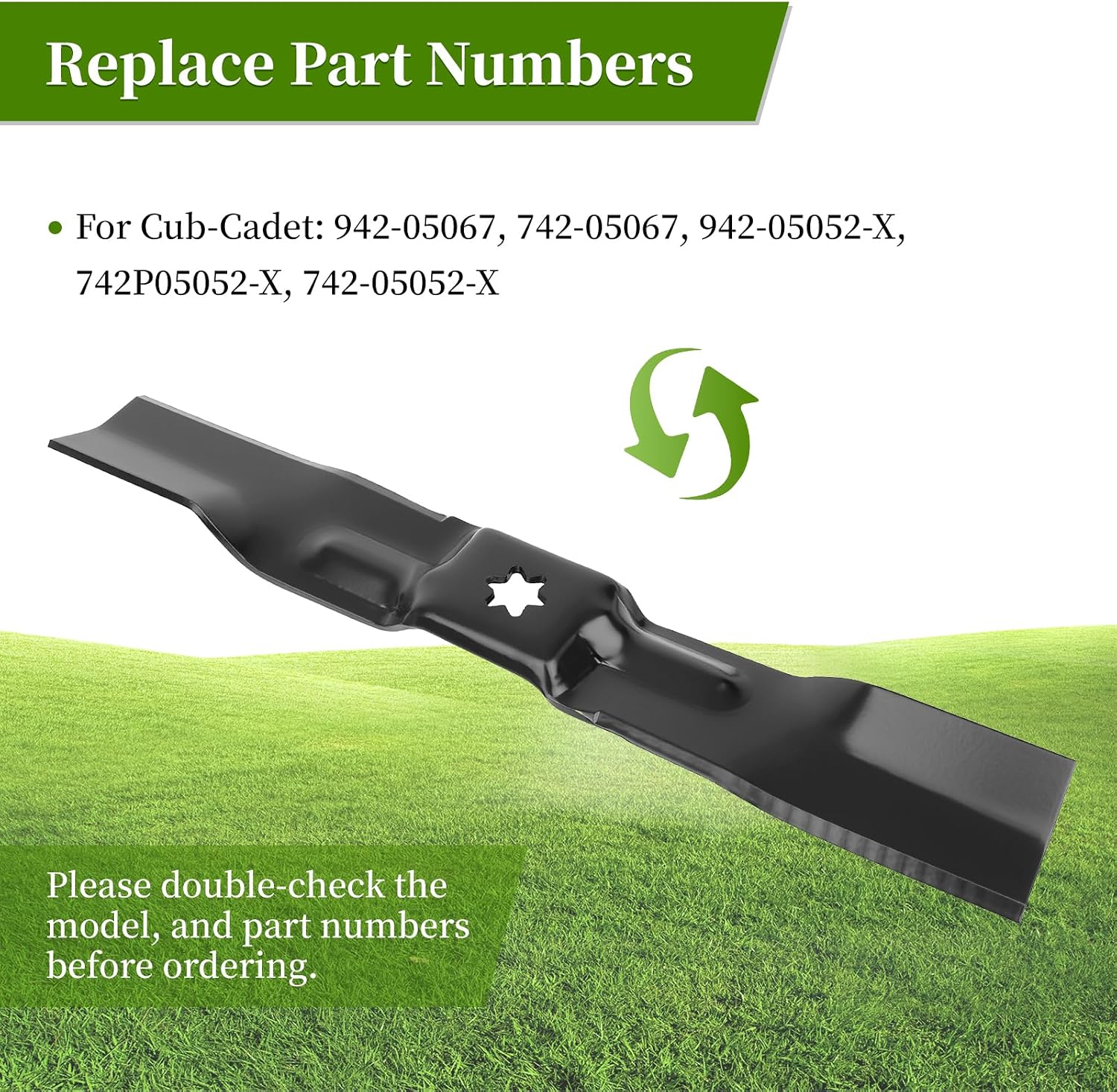 942-05052 Mower Blade for Many 50" Deck, 942-05067 Mulching Blade Compatible with Cub Cad et XT1-LT50, Craftsman G8200, G8300, Troy-Bilt Super Bronco 50, 3 Pack