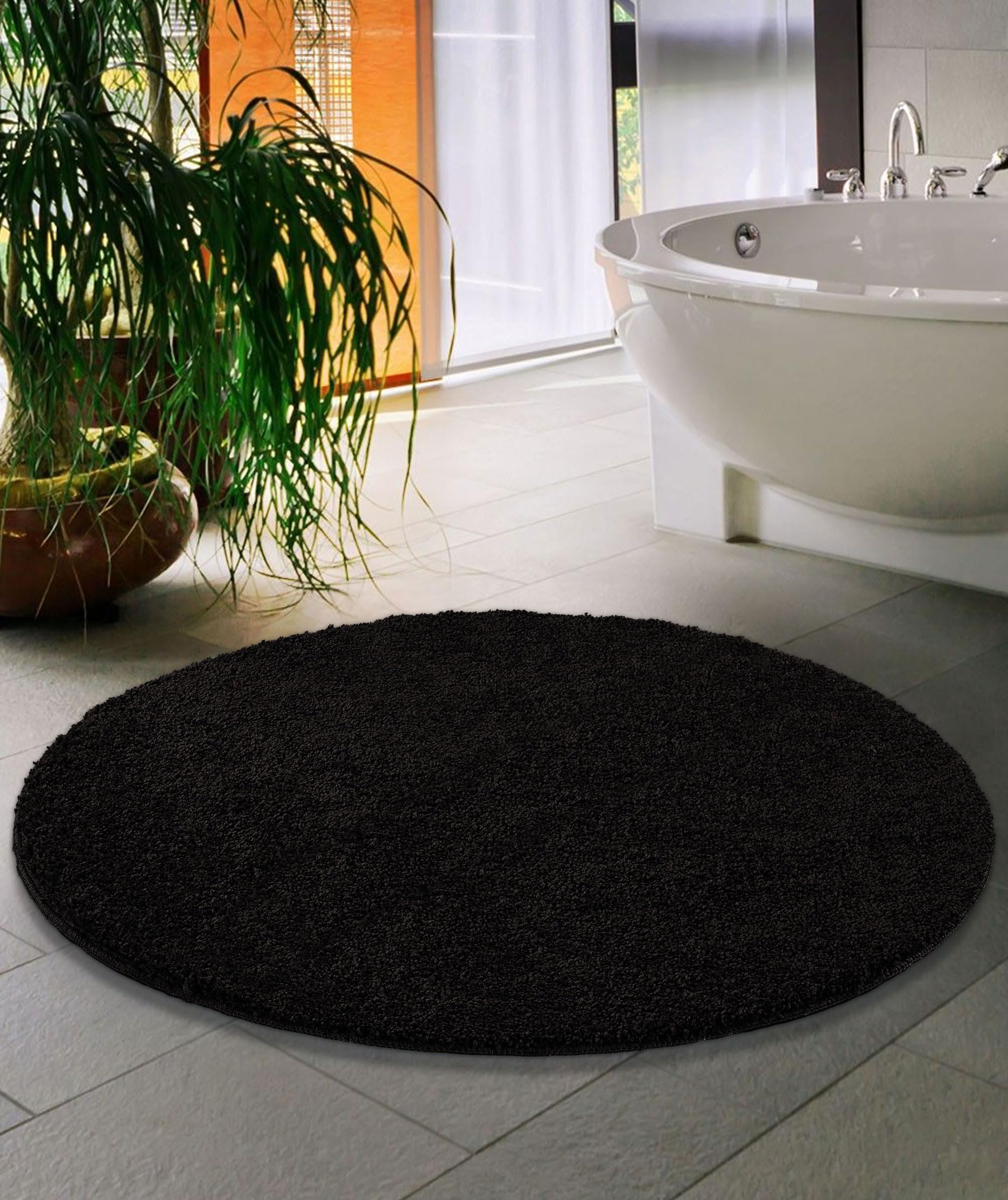 Emmahome Soft Shaggy Washing Machine Natural Non-Slip Rugs/Carpet/Mats Round Hallway Runner Mat Set 30mm Thickness (Black, 60 X 220cm - View #10