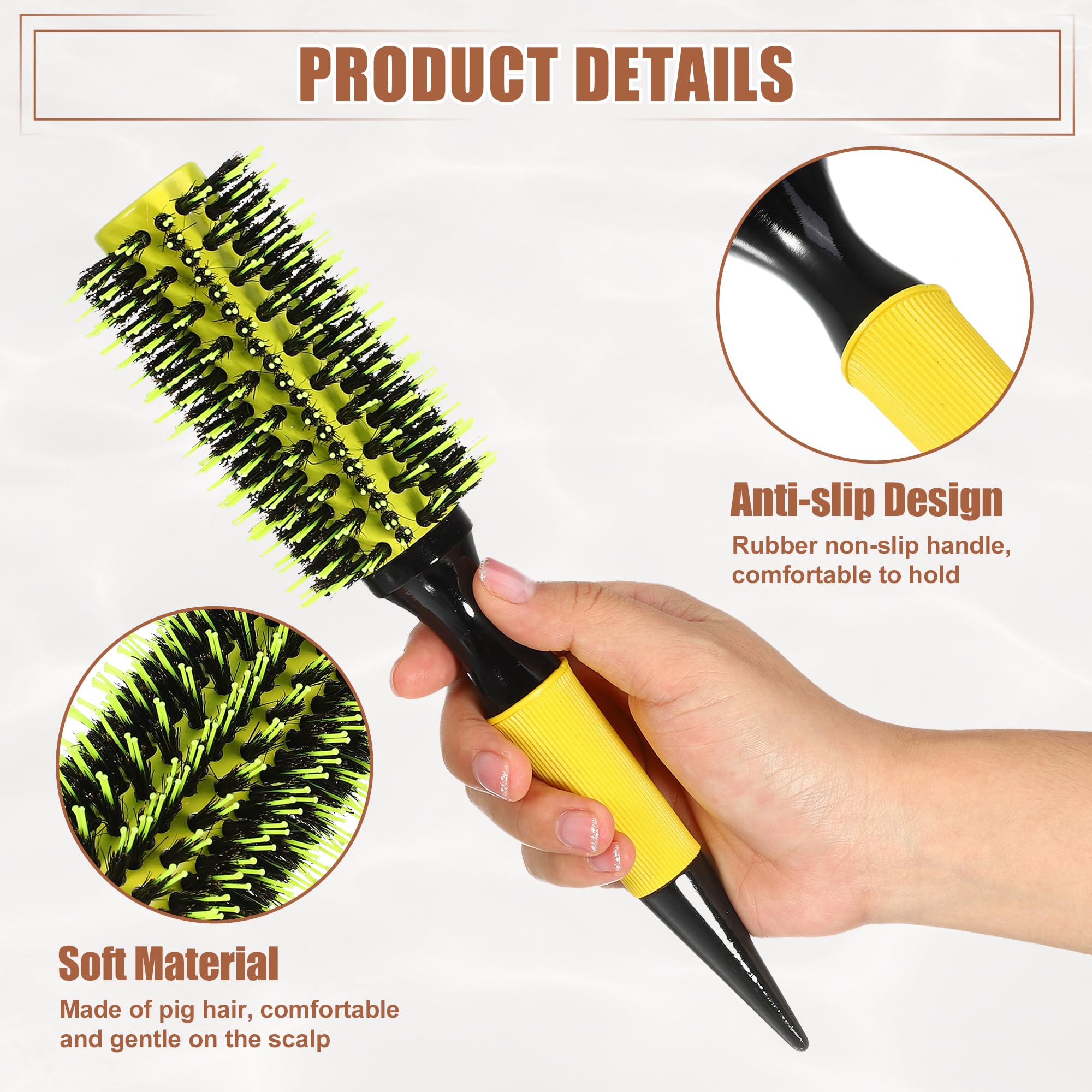 VOCOSTE Round Hair Brush, Hair Brushes for Women Yellow, 10.04"x2.36" - Image 4