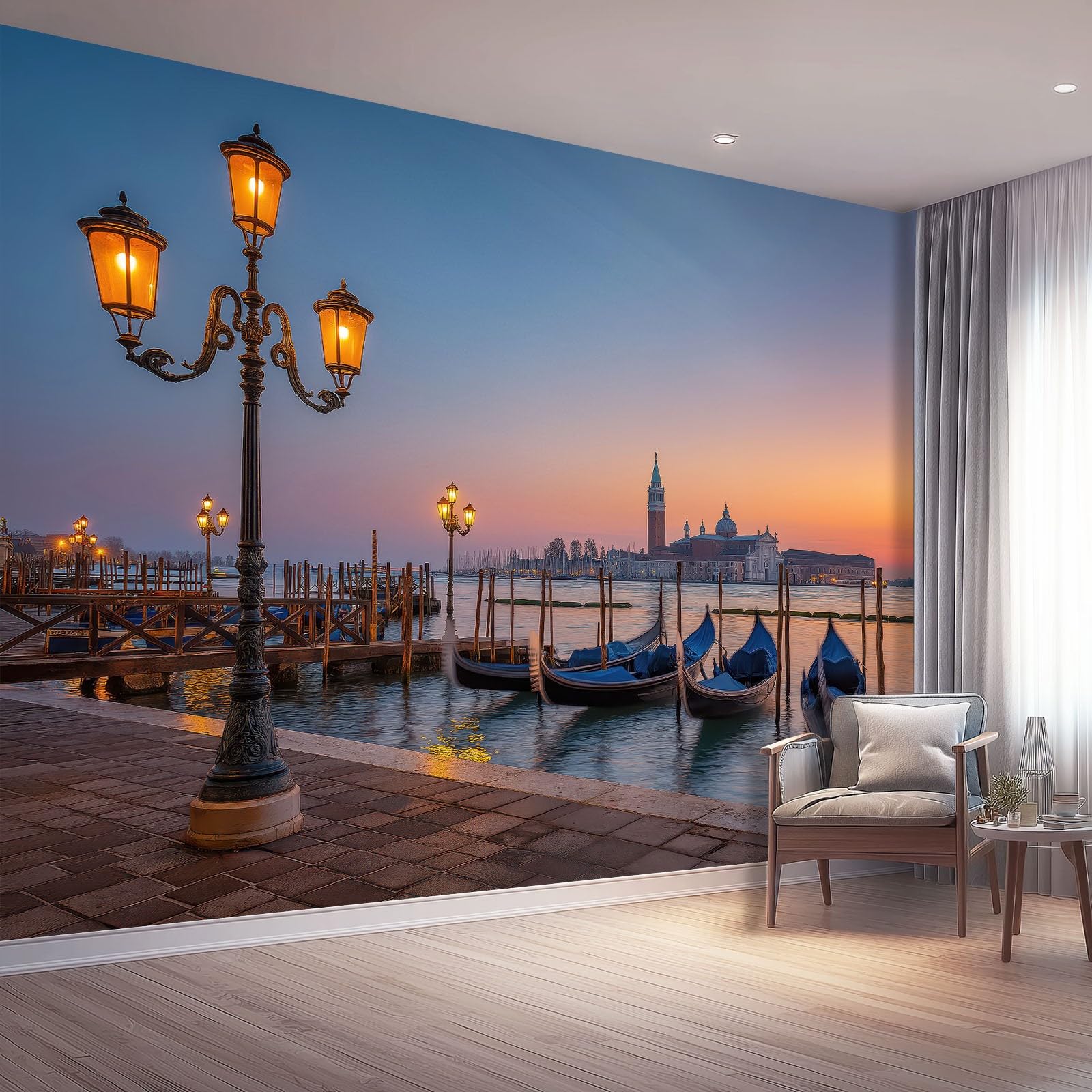 Tapisserie haut de gamme intissée paysage romantique pour décoration murale chic