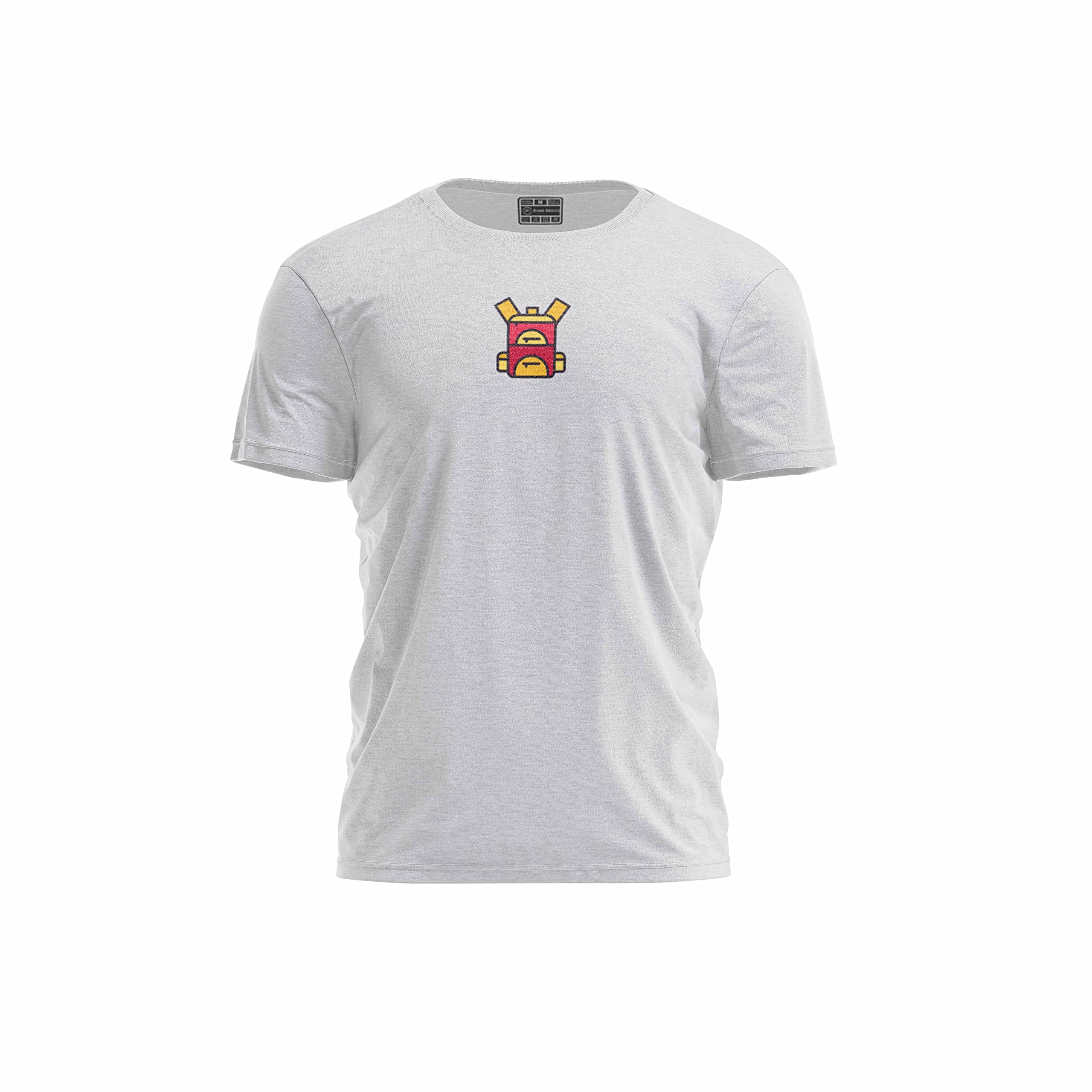 Bona Basics, Digitally Printed, Men's Basic T-Shirt,%70 Cotton%30 Polyester, Grey, Casual, Men's Tops, Size: M