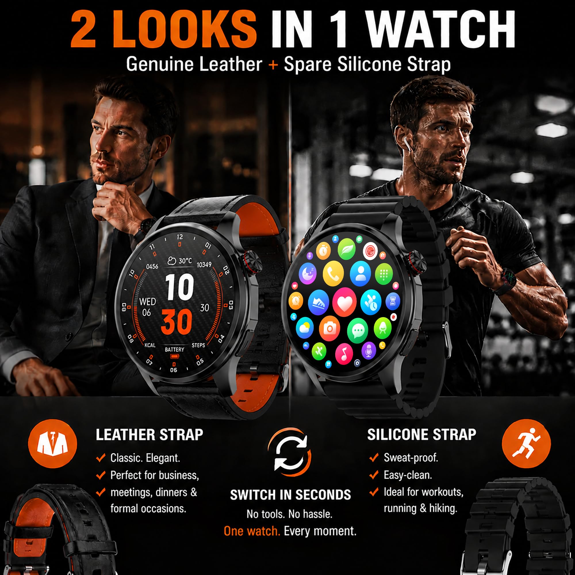 Reloj inteligente para hombre con mapas GPS sin conexión, reloj inteligente AI de 1.46 pulgadas, respuesta de llamadas/texto BT, monitor de frecuencia cardíaca/sueño/análisis de salud, más de 100