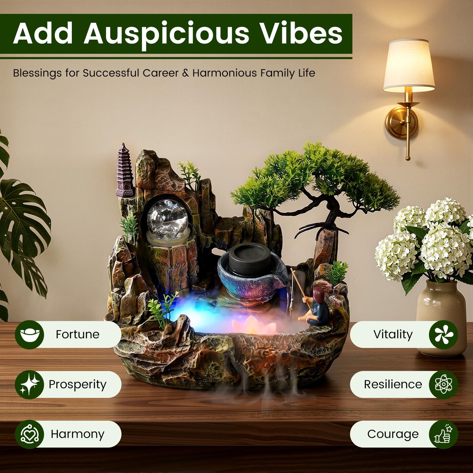 SHZICMY Éclairage de jardin en cascade - Plante verte - Décoration pour l'intérieur et le bureau