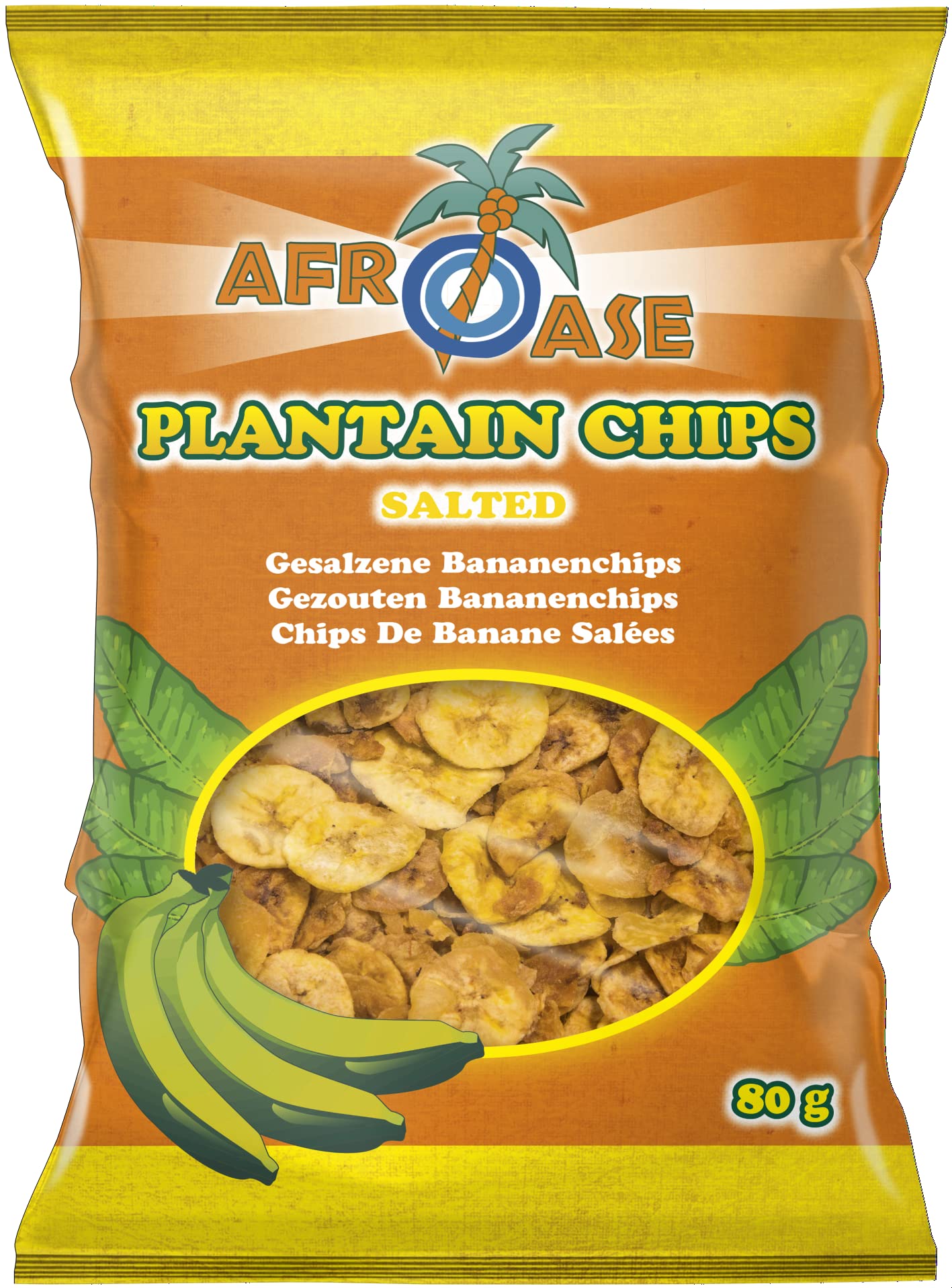 Afroase Chips di banana salata pacco da 20 x 80 gr