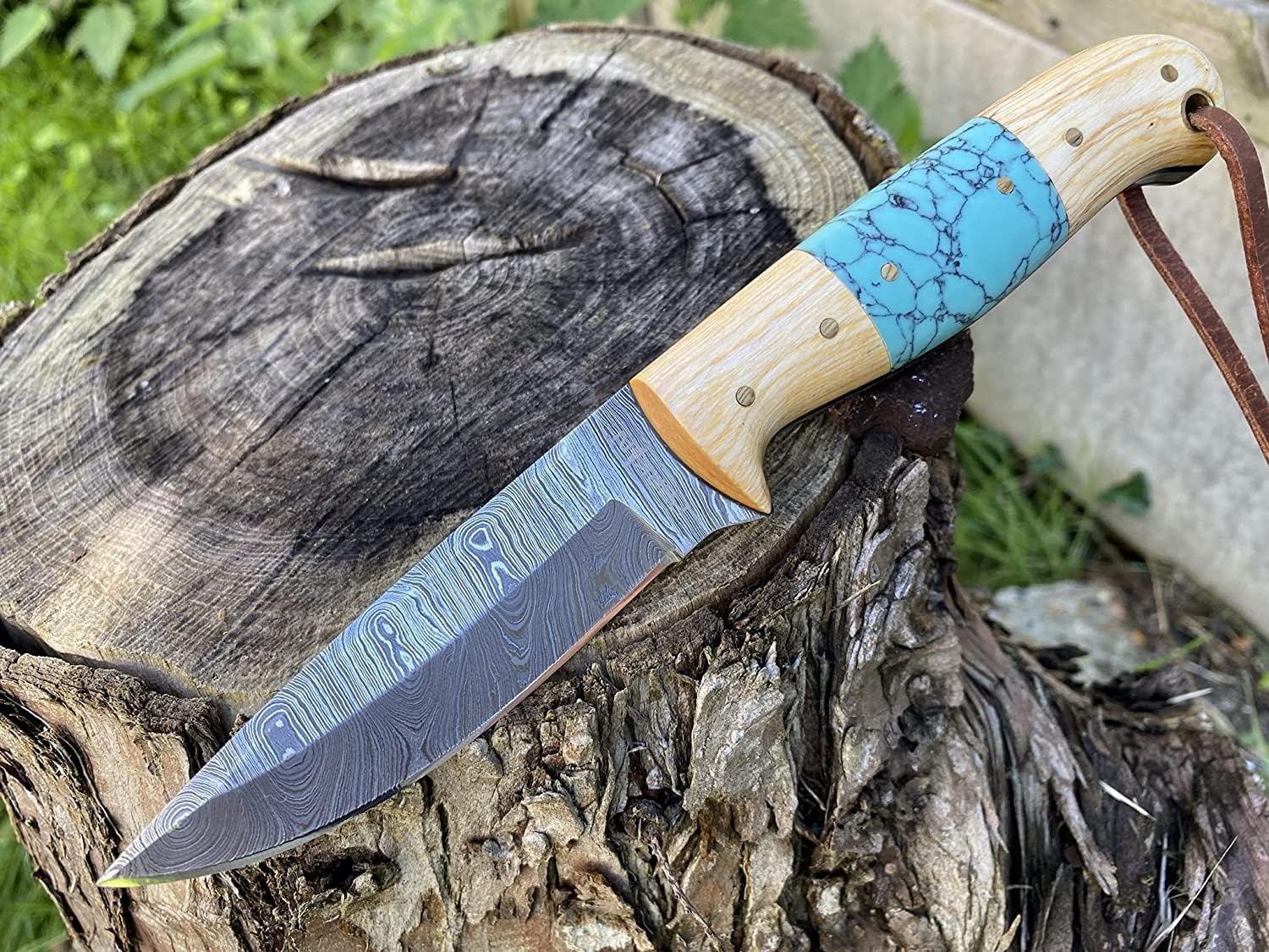 Perkin Coltello da Caccia Damasco con Coltello Sharpcraft a Lama Fodera SK900