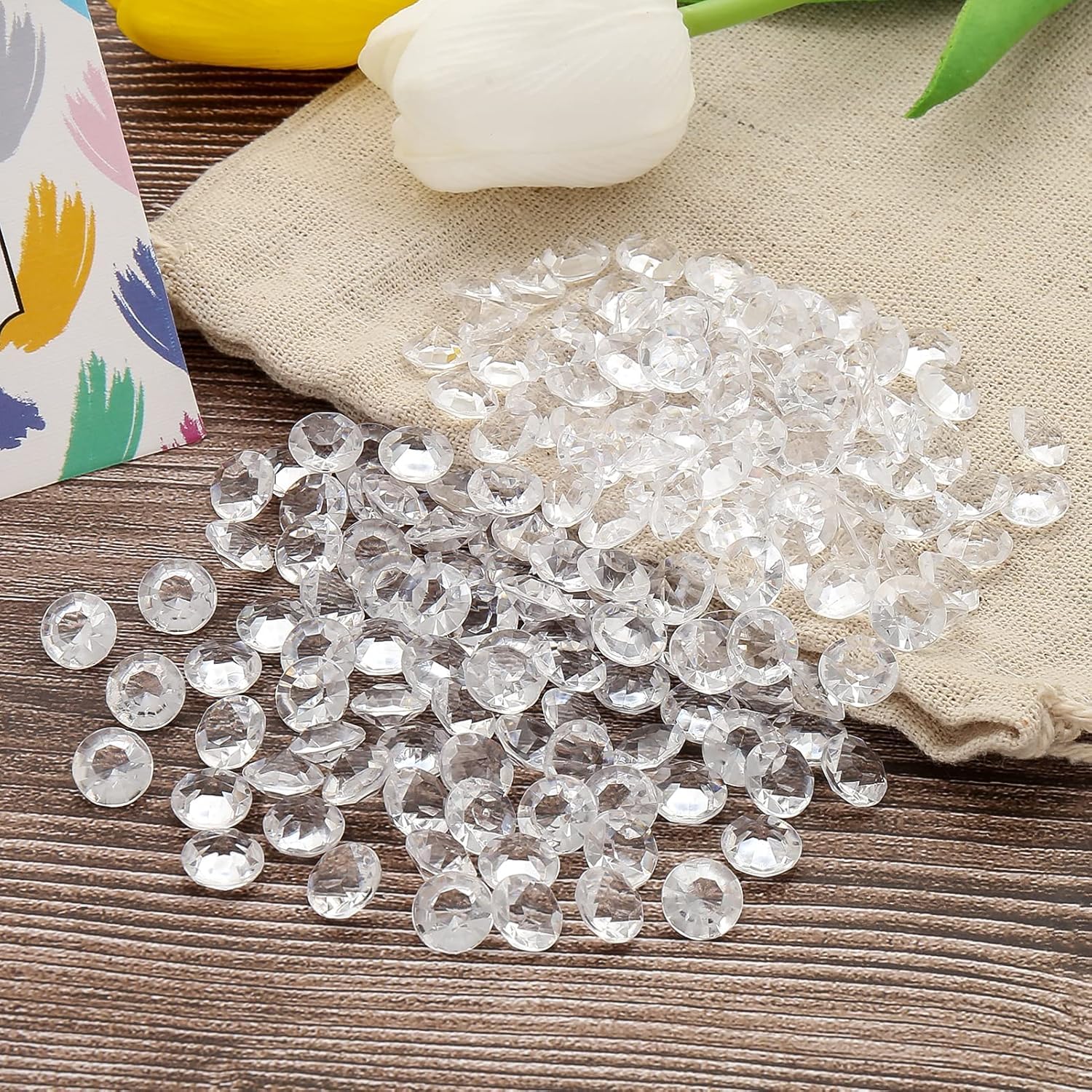HERZWILD Decorative Diamond Crystals Approx. 700 Pieces Colourless Sparkling Diamond Crystals Confetti Decorative Stones Crystals Diamonds (12 mm) - Image 4