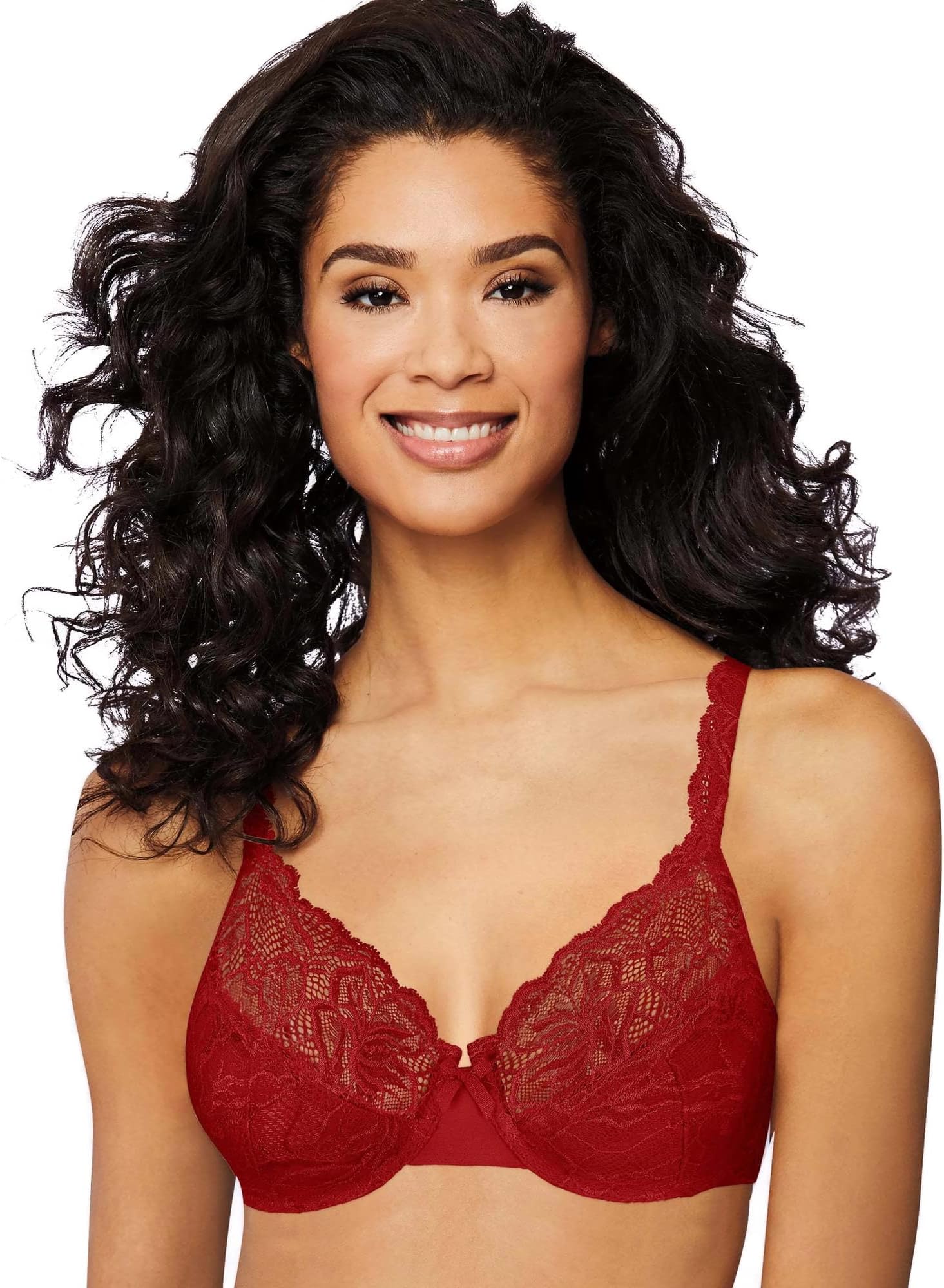 BaliWomen's Desire, Full-Coverage Lace Cups, Plunging Underwire Bra for Everyday Comfort
