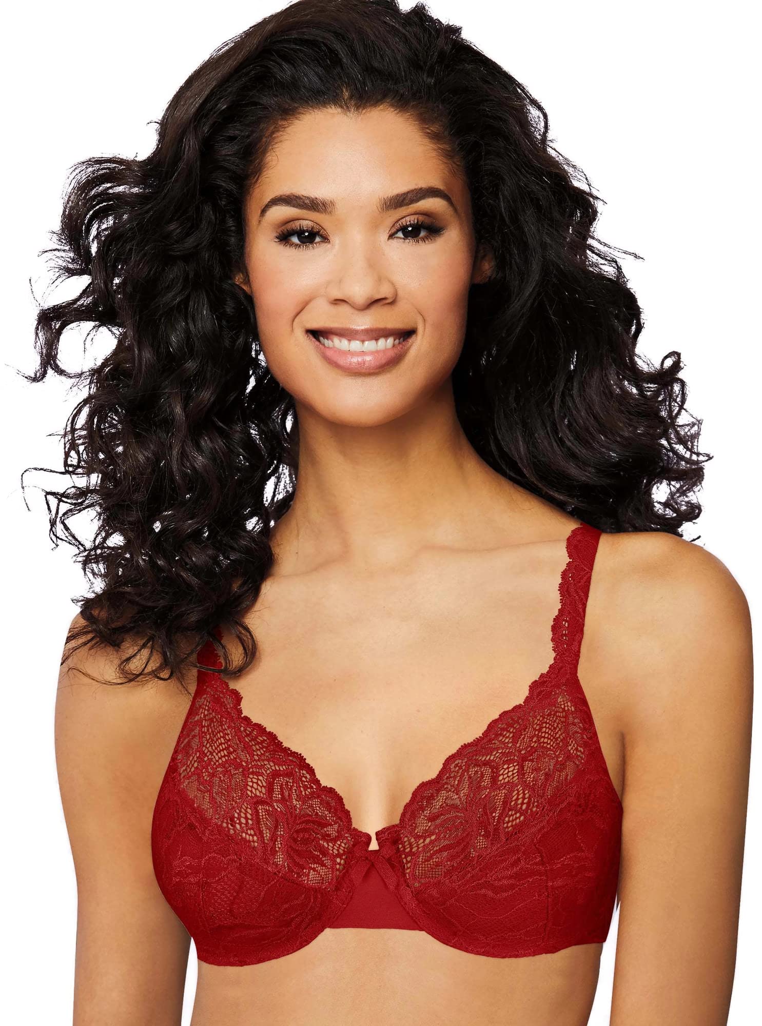 BaliWomen's Desire, Full-Coverage Lace Cups, Plunging Underwire Bra for Everyday Comfort
