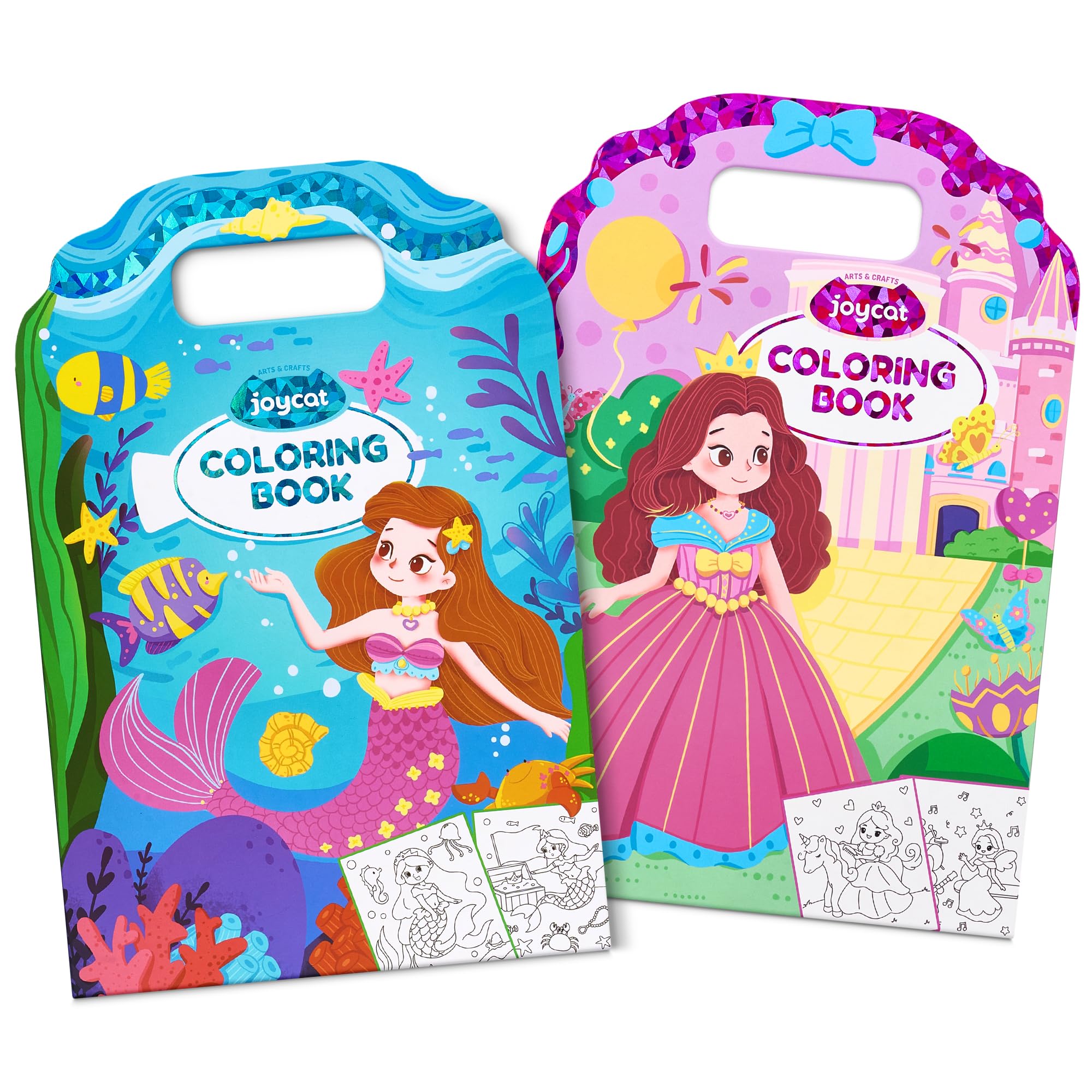 JoyCat Coloring Books for Kids Ages 4-8, Mermaid &amp; Princess, Set of 2