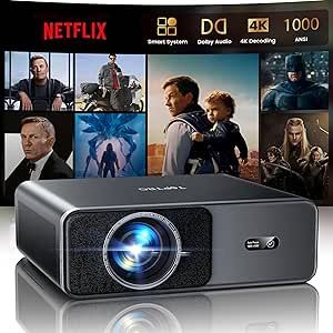 TOPTRO A1 Smart 4K 1000 ANSI Netflix Dolby Audio Projector