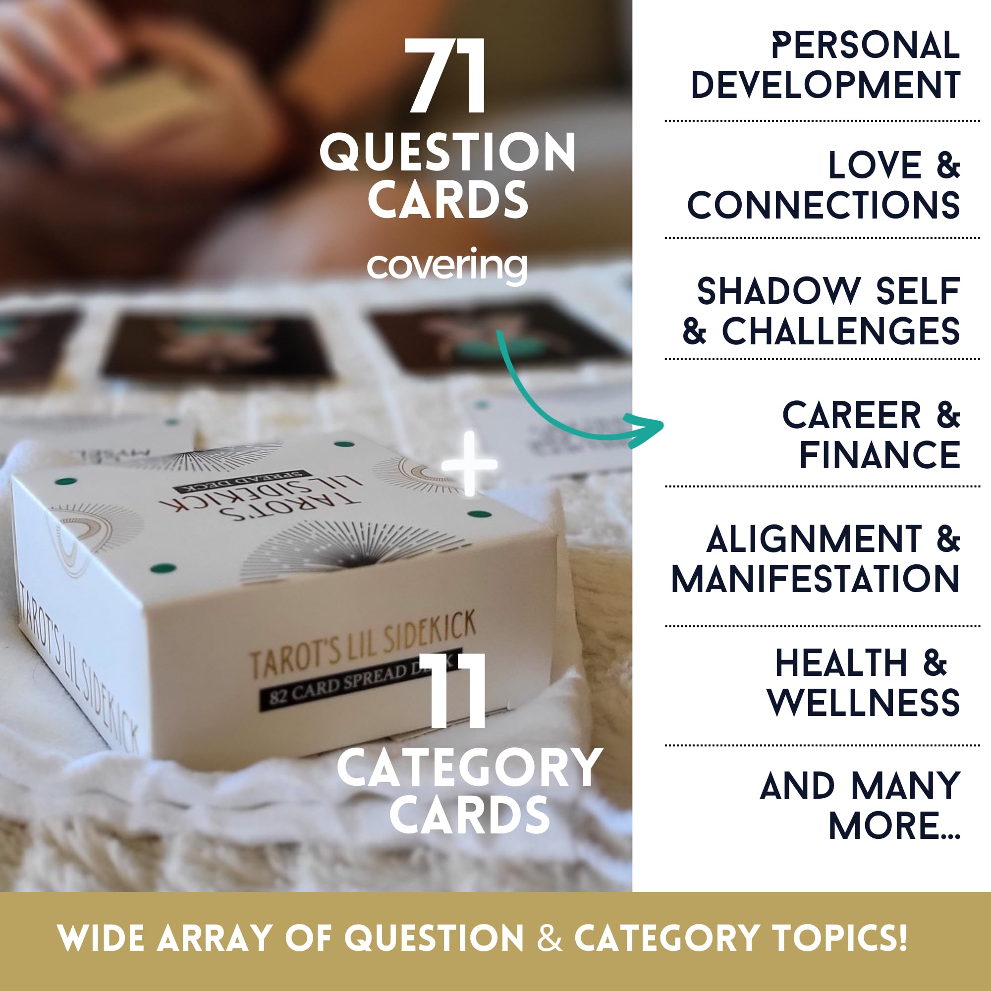 Getta Girl Tarot's Lil Sidekick Spread Deck: 82 Gilded Question and Category Cards Designed for Clarity and Impact for Oracle & Tarot Readings. (Velvet Pouch Included)