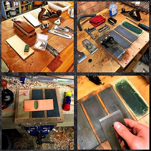 Miniatura 5 de Trazo de afilado de cuero para afilar cuchillos con compuesto de pulido, de 3 x 12 pulgadas, de doble cara, para afilar cuchillos de cuero, para