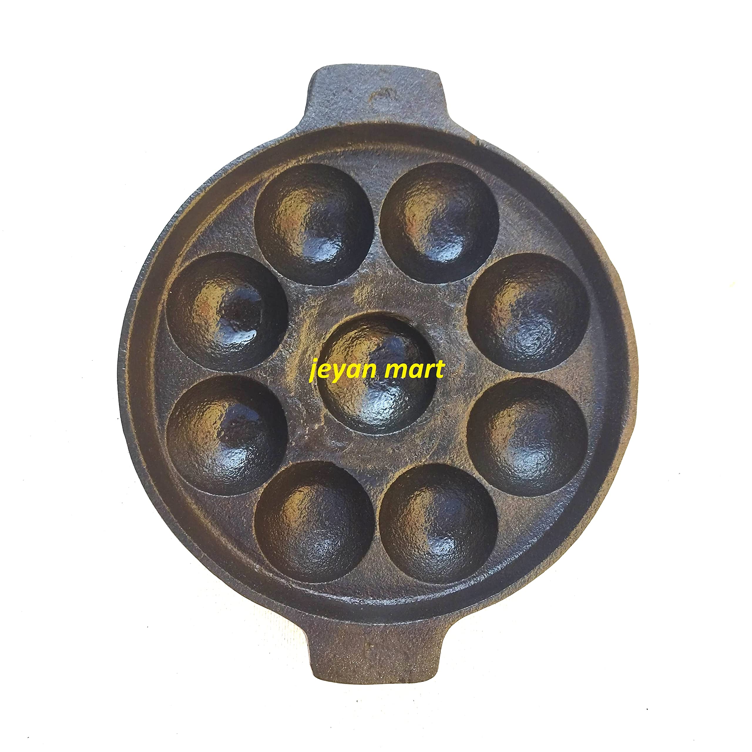 JEYAN MART cast Iron natually nonstick paniyaram pan | Flat Base 5cm cavitiy pan (Cast Iron, 9 Cavity) (B0BFKGFZHD) Amazon Price History, Amazon Price Tracker