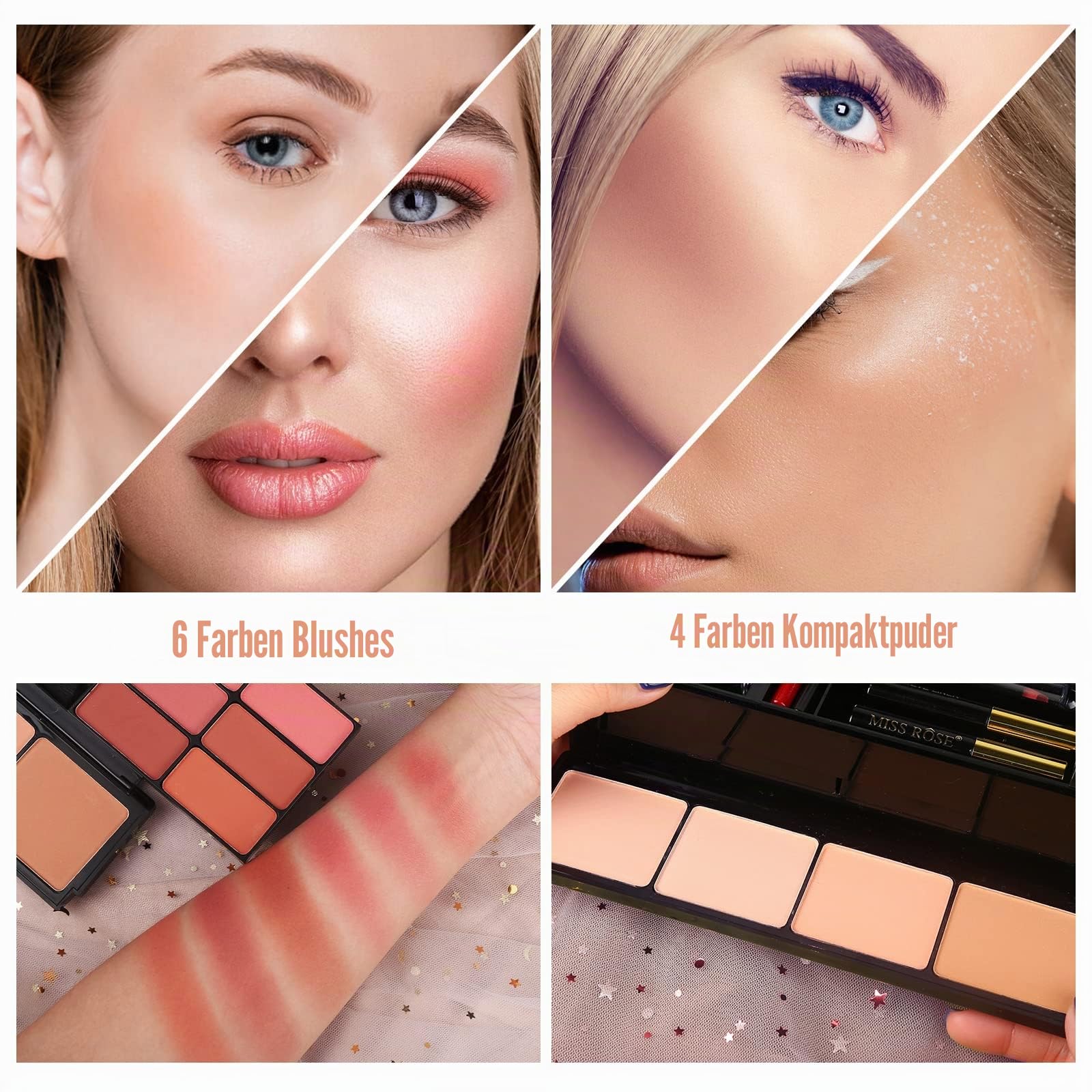 MORNECA Professionelles Make-up-Set für Damen, komplettes Set mit Spiegel, 58 Farben, All-in-One-Make-up-Geschenkset für Mädchen