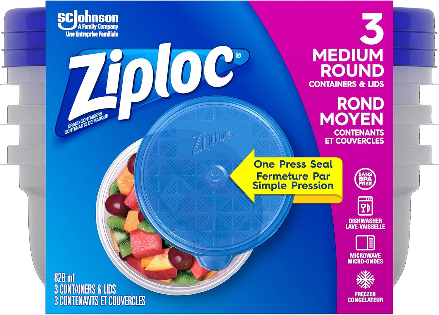 Ziploc Round Storage Containers, Medium, 3 Count Amazon.ca Home