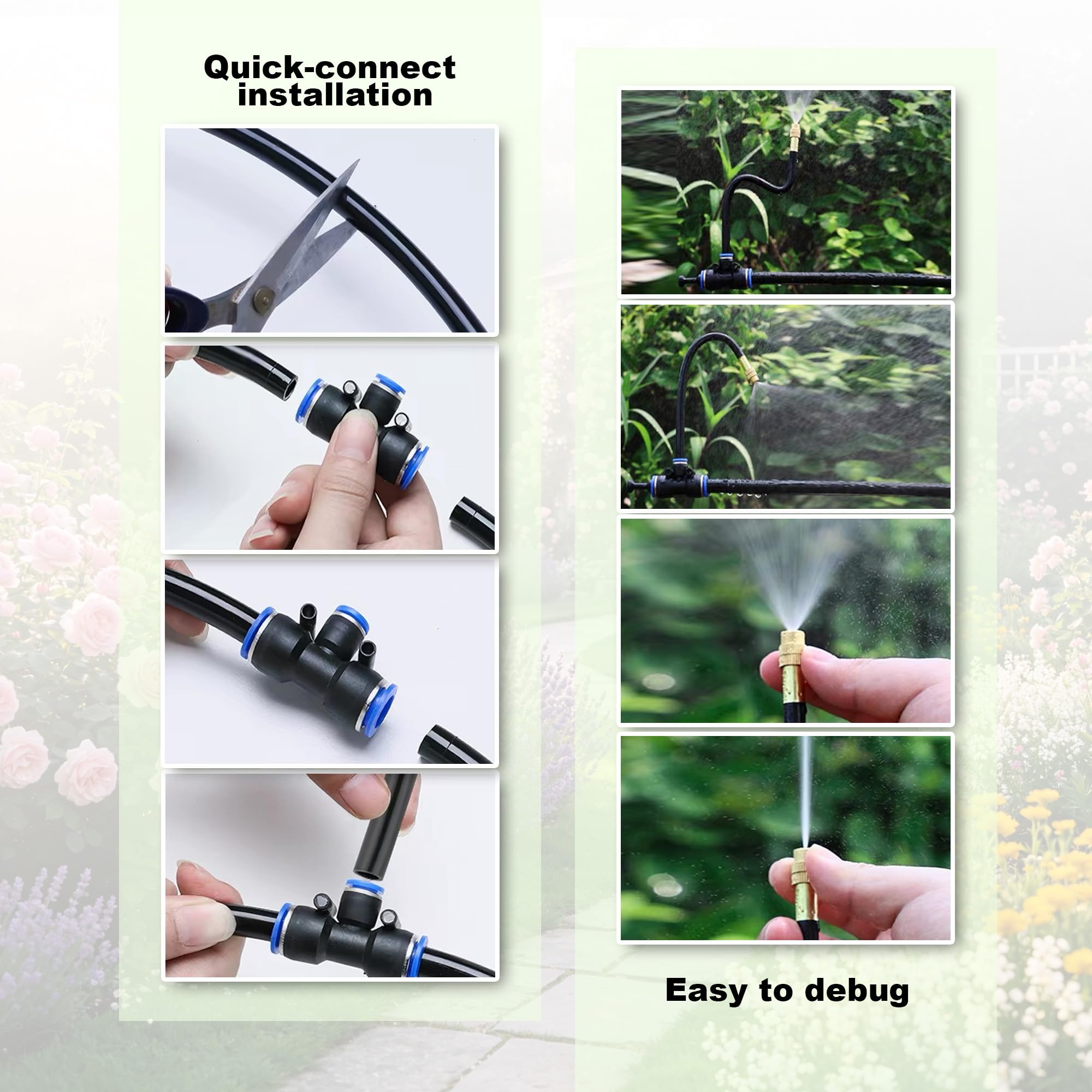 Système d'irrigation goutte à goutte de 15,2 m, kit complet d'arrosage de jardin avec buses en cuivre antirouille – Tuyau flexible stabilisé aux UV pour pelouse, serre, plantes de patio