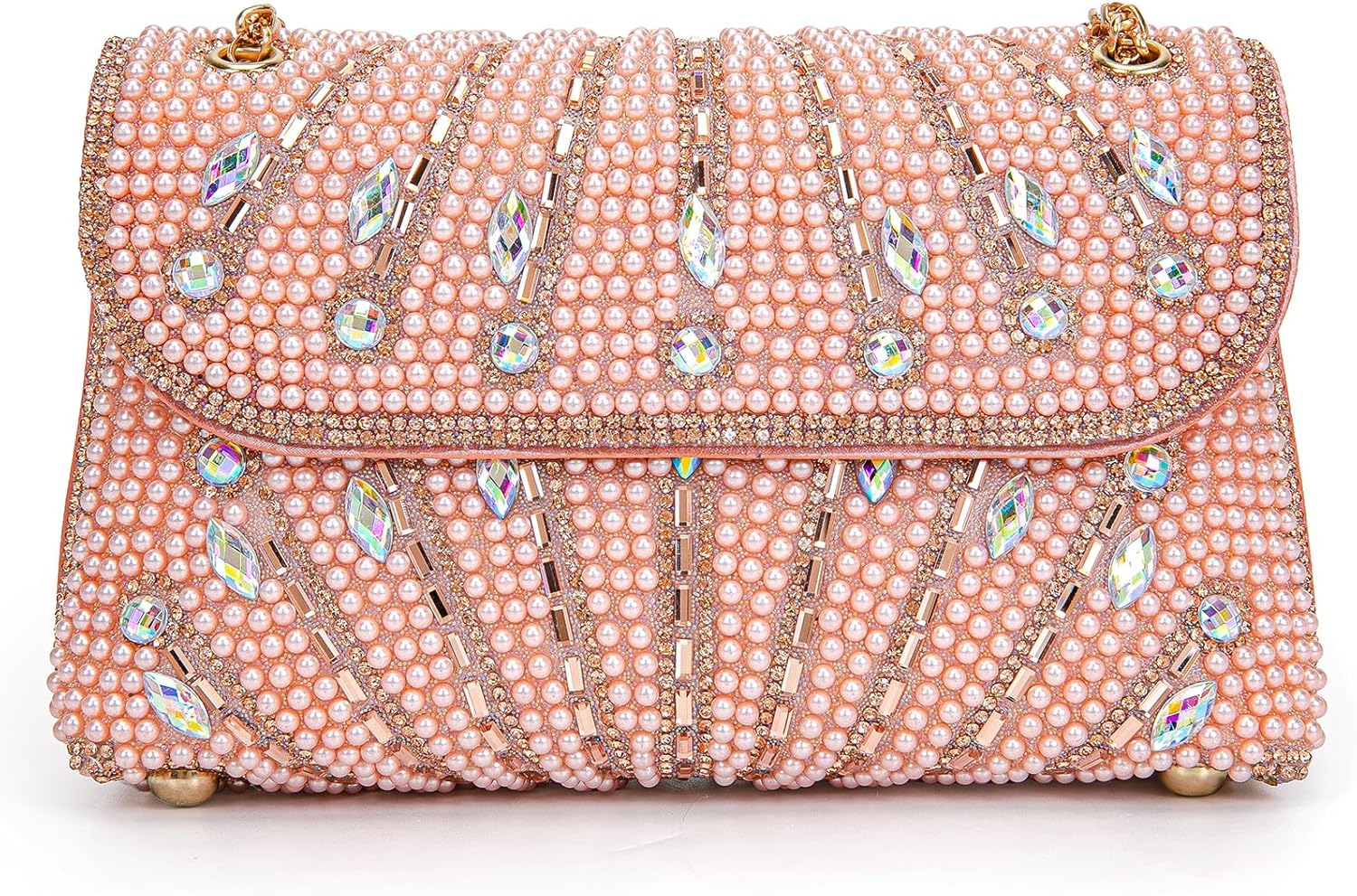 BBTT.ful Flower Evening Handbags Chain Strap Square Shoulder Bag Crossbody Bag Crystals Rhinestone Clutch Purse