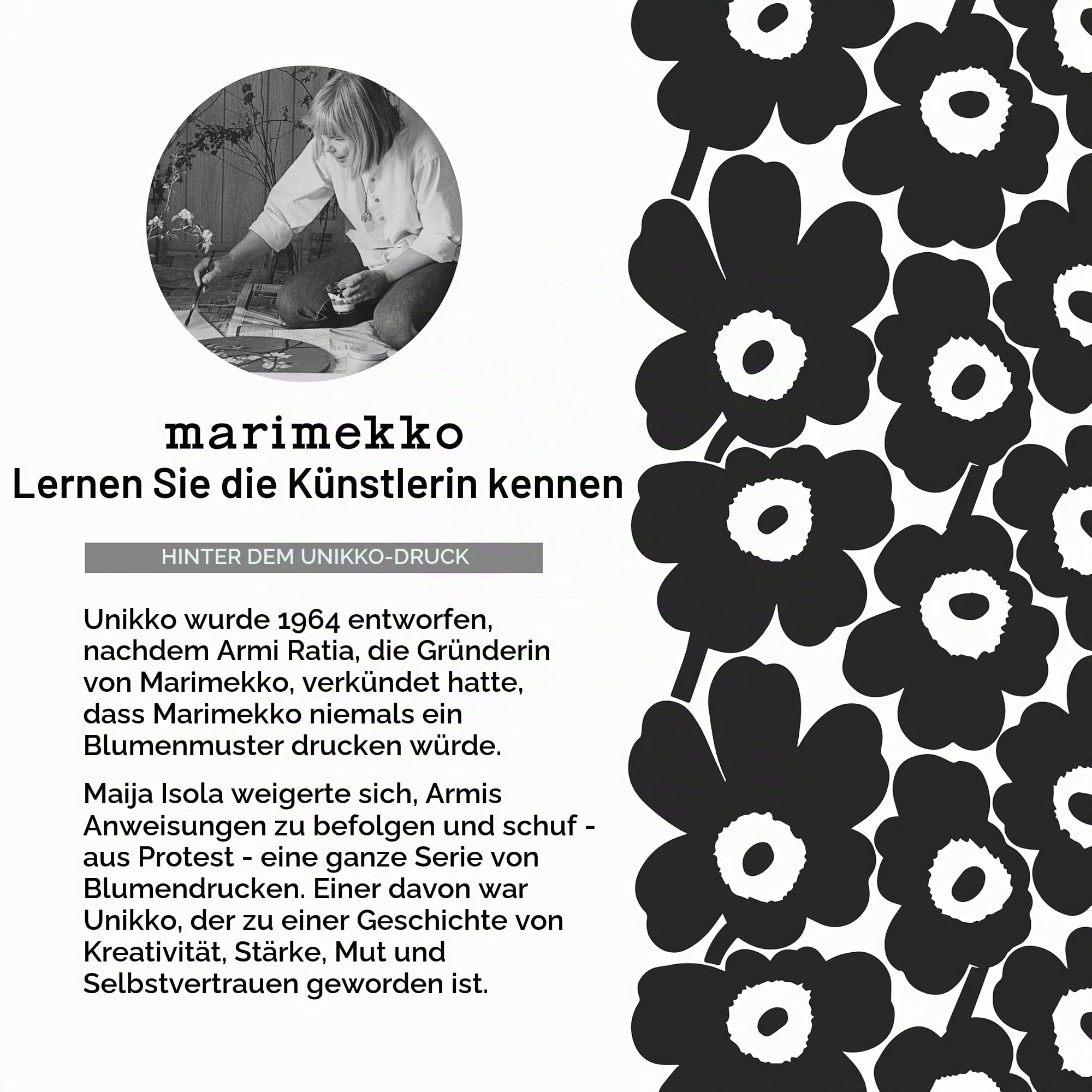 MARIMEKKO Unikko Frottee Handtuch (Anthrazit) - Blumenmuster Handtücher - 71,1 x 50,8 cm