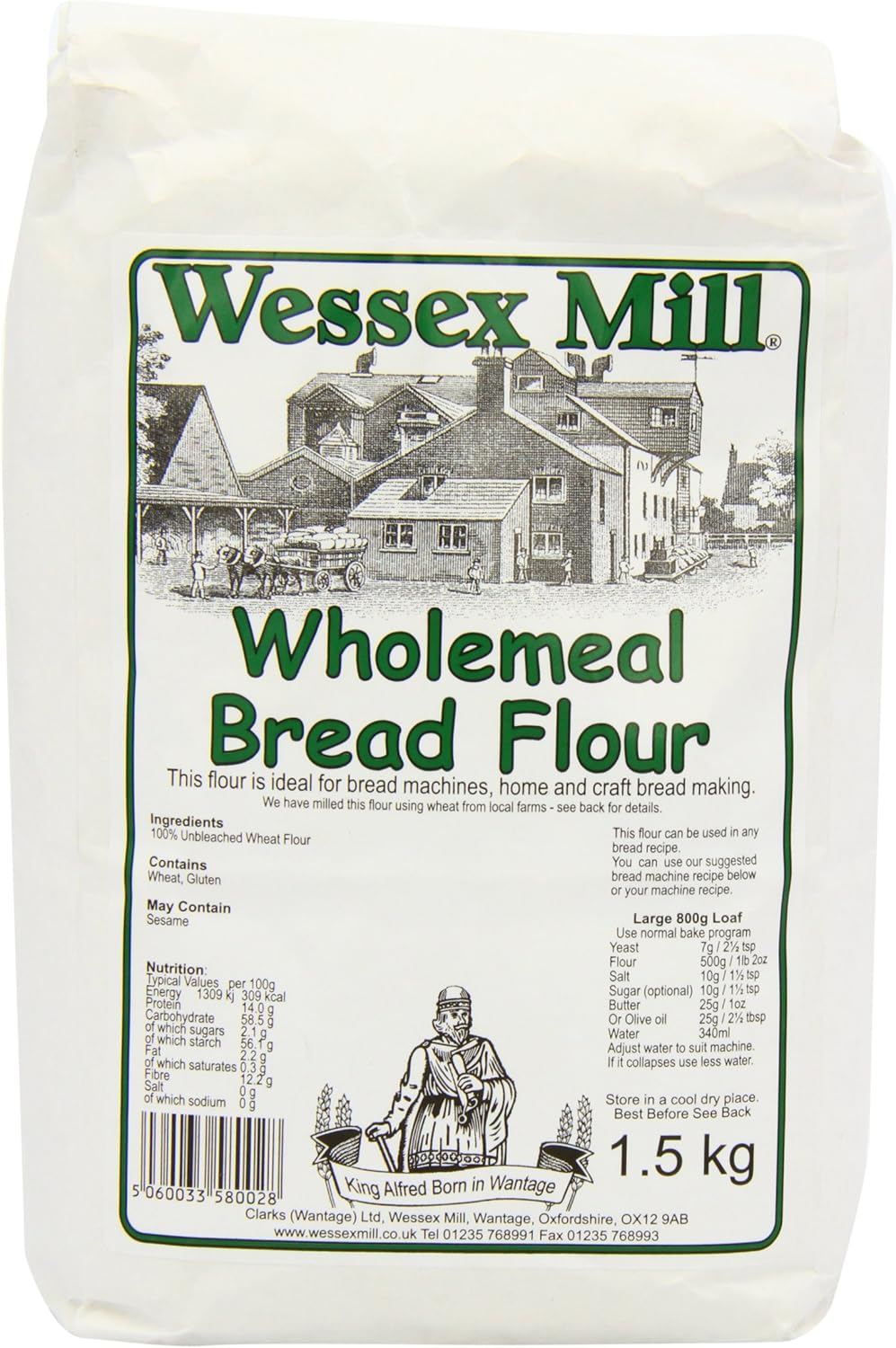 Wessex Mill Flour Wholemeal Bread Flour (Pack of 5) Amazon.co.uk Grocery
