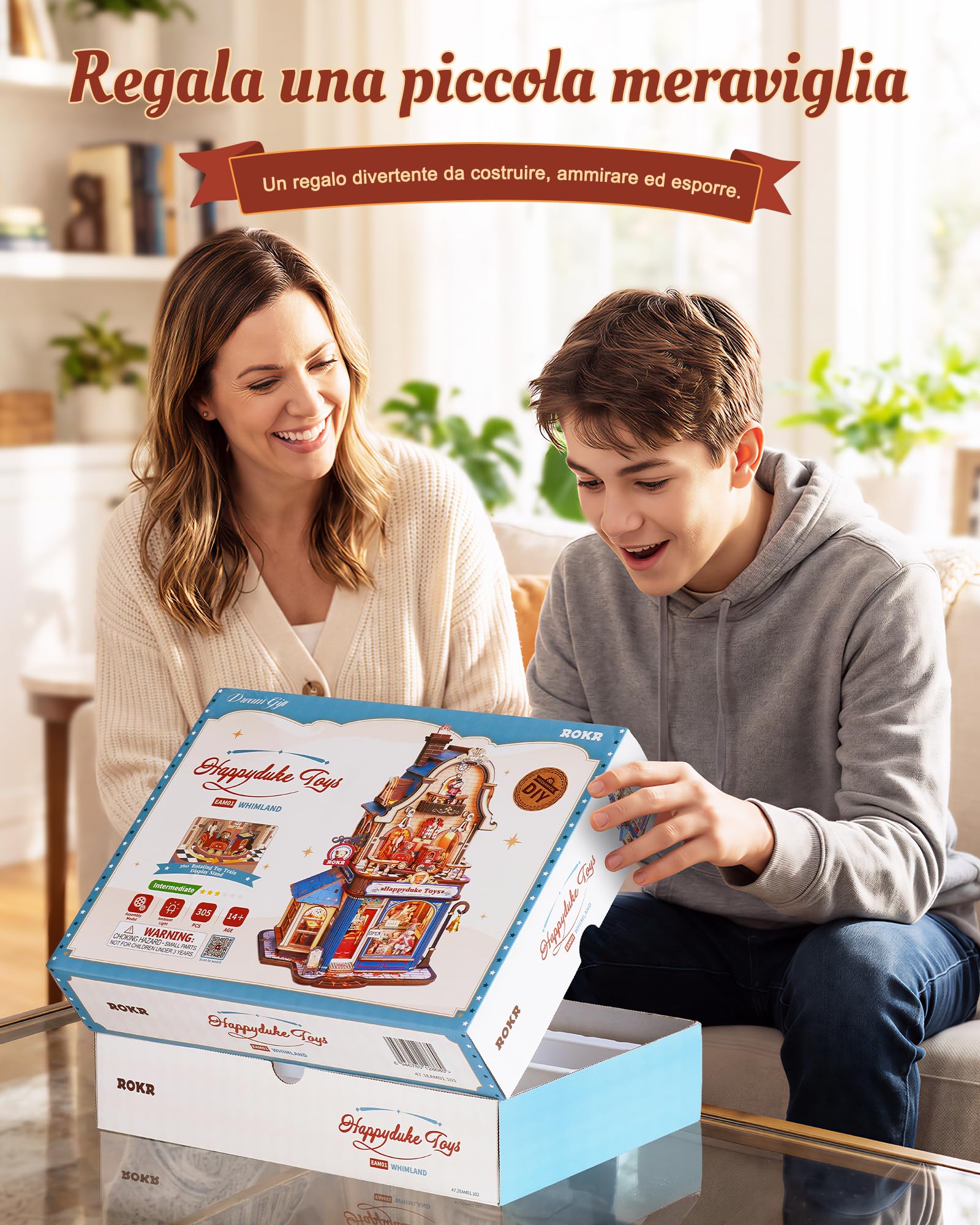 ROKR Happyduke Toy Shop Puzzle 3D in Legno per Adulti, EAM01 | Regalo per adulti,Miniatura decorativa per scrivania