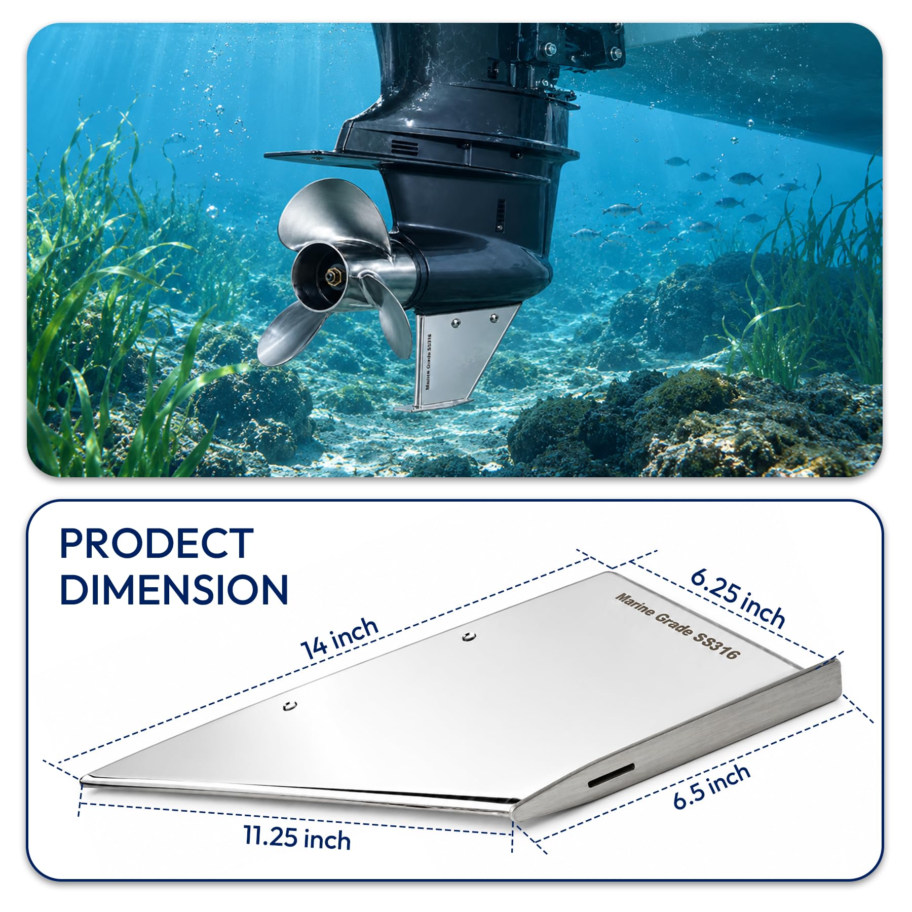 Protector de pinchos para motor MerCruiser Bravo 1 y 3 1990 en adelante, NO.1900, protector de pestaña de desgaste de acero inoxidable, sustituye a 27051
