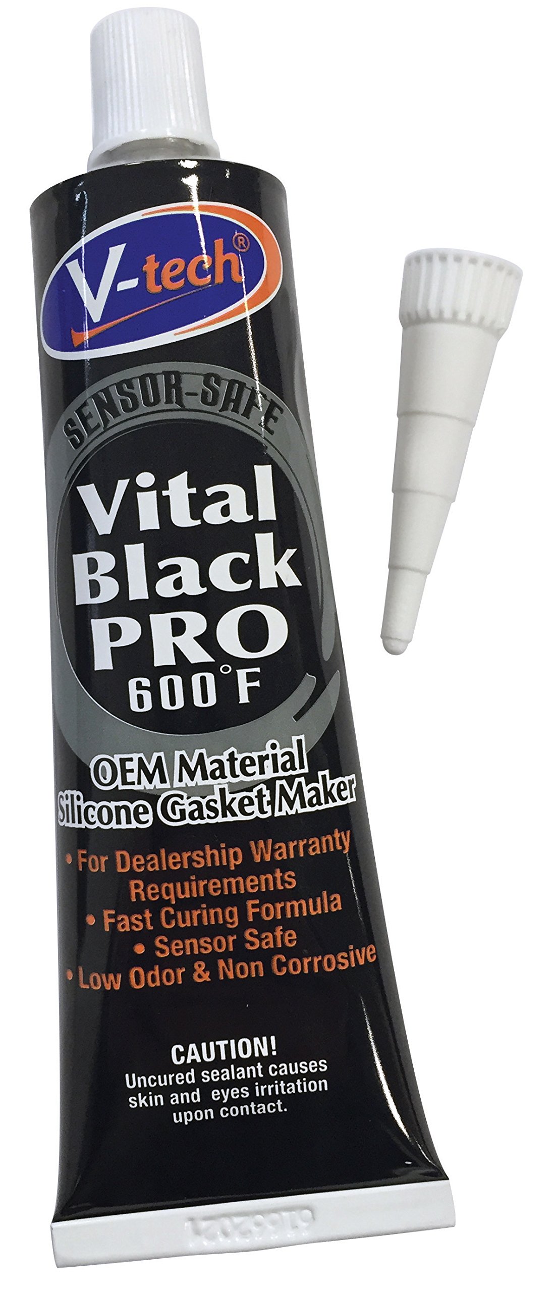 V-Tech Vital Black Pro 600F Sensor Safe High Temp Engine Repair Silicone Gasket Maker / Sealant - 100gsm