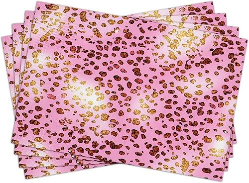Miniatura 7 de Juego de 4 manteles individuales color rosa, 12 x 18 pulgadas, impermeables, resistentes al calor, manteles individuales para mesa de comedor,