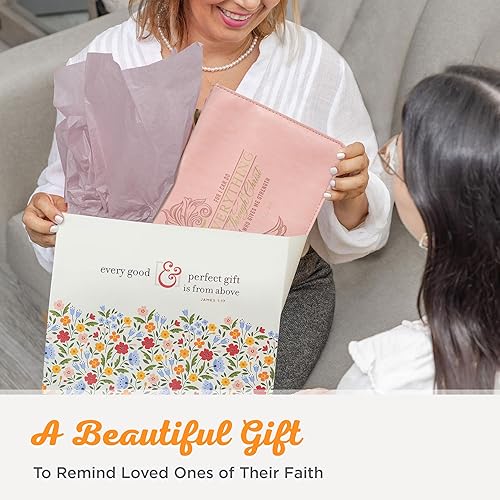 Miniatura 7 de Christian Art Gifts Funda de piel sintética para mujer, diseño floral rosa y dorado para mujer Todo a través de Cristo - Fil. 413 Escritura
