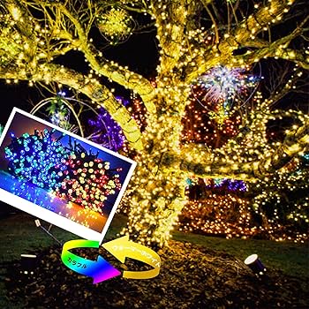 Amazon.co.jp: 【2色切替タイプ】ソーラー式LEDイルミネーション