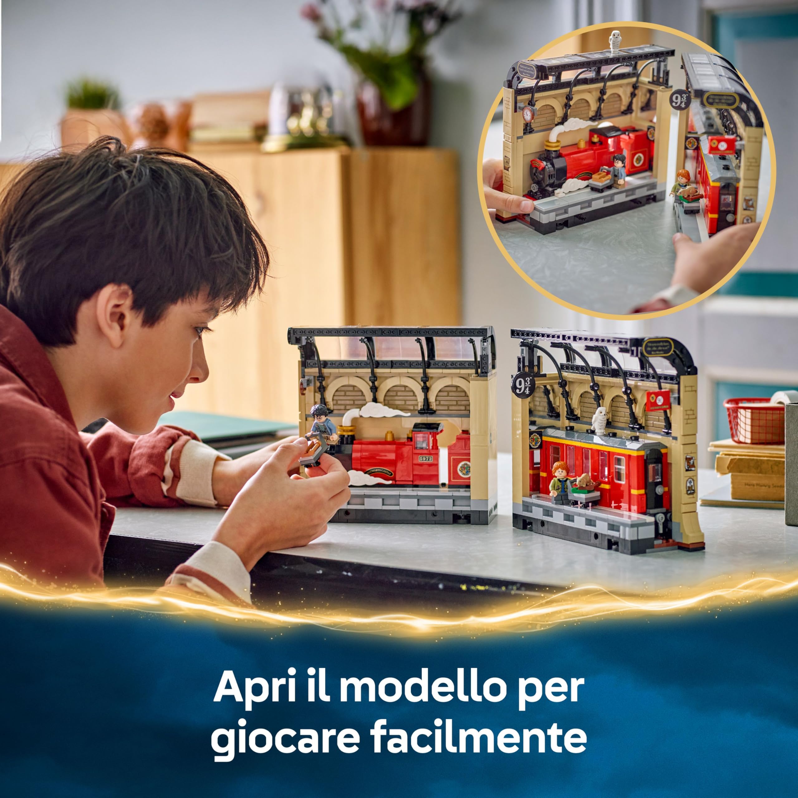 LEGO Harry Potter Book Nook: Espresso per Hogwarts - Set con Treno Giocattolo, 2 Minifigure tra cui Ron Weasley, Edvige e Crosta - Regalo dal Wizarding World per Bambini e Bambine da 10 Anni - 76450