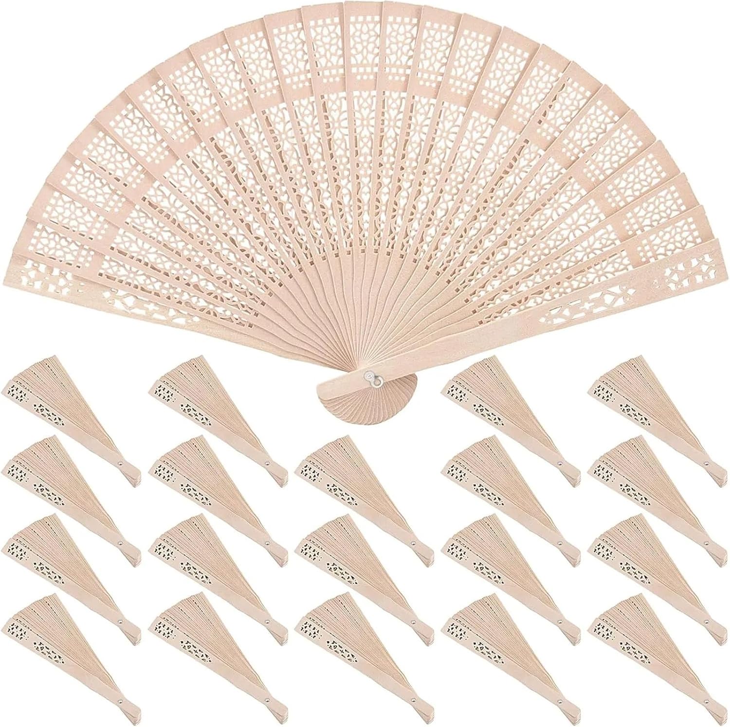 Fans For Wedding Guests 100 Pcs Wooden Fans For Wedding Guests Hand Bulk Held Folding Openwork Personal Handheld