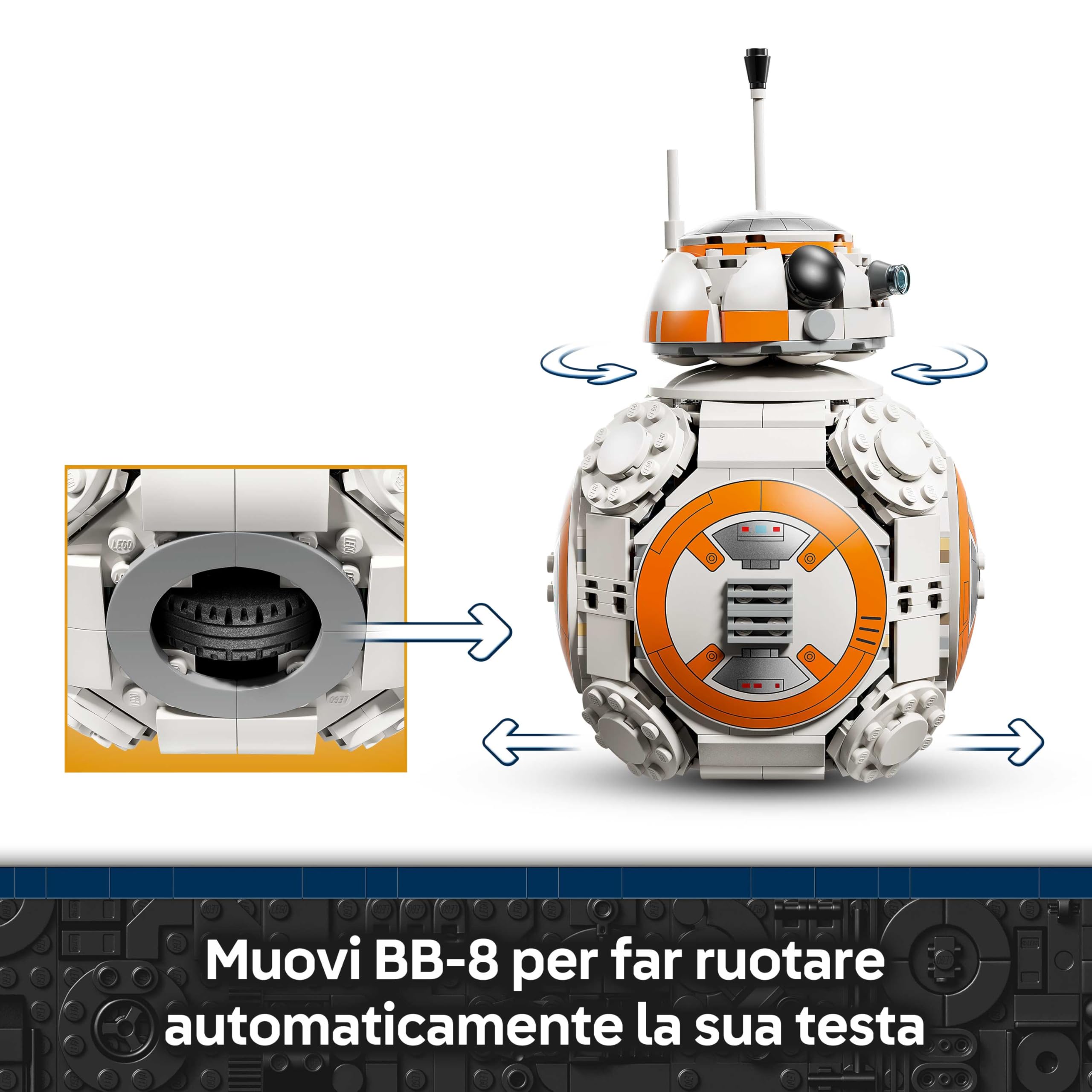LEGO Star Wars 75452 Droide Astromeccanico BB-8 Kit di Modellismo - Action Figure Giocattolo con Testa Rotante - Decorazione per la Camera da Letto - Regalo per Ragazzi, Ragazze e Fan da 10 Anni in su