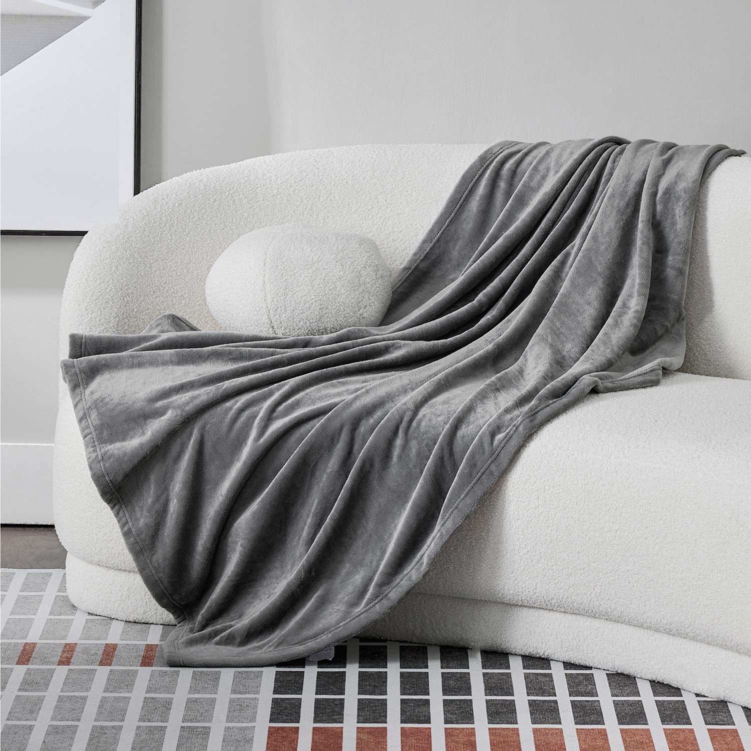 Bedsure Fleece Throw Blanket for Couch Grey - Lightweight Plush Fuzzy Cozy Soft Blankets and Throws for Sofa, 50x60 inches