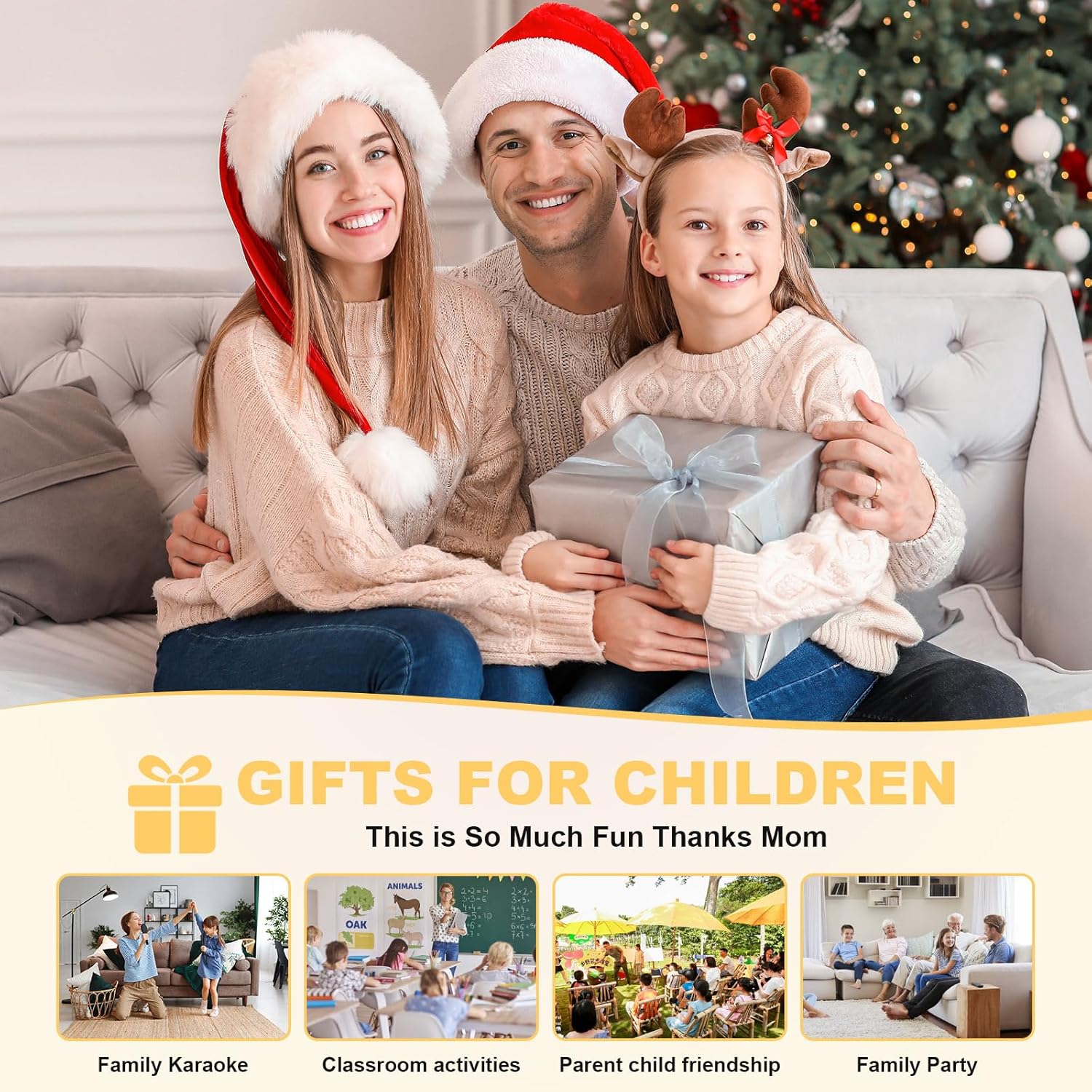 Mini Karaoke Machine for Kids Adults, Fun Portable Bluetooth Speaker with 2 Wireless Microphones, Stereo Sound Enhanced, Rich Bass, Cute Music Toys for Girls and Boys Ages 3-12 to Sing Loudly Yellow image 6 of 7 B0DCZCBCJR